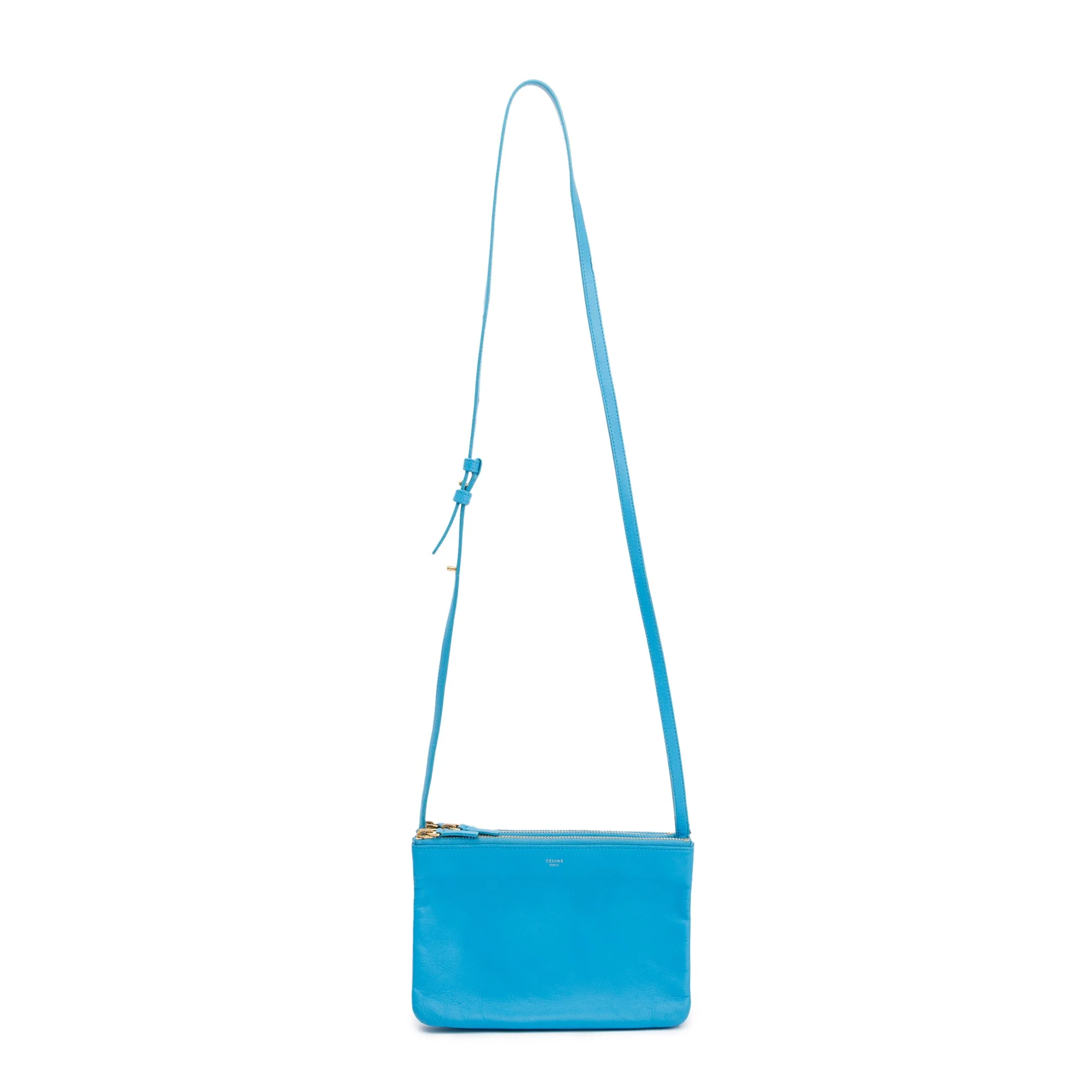 Celine Blue Calfskin Leather Small Trio Crossbody Bag - Image 3