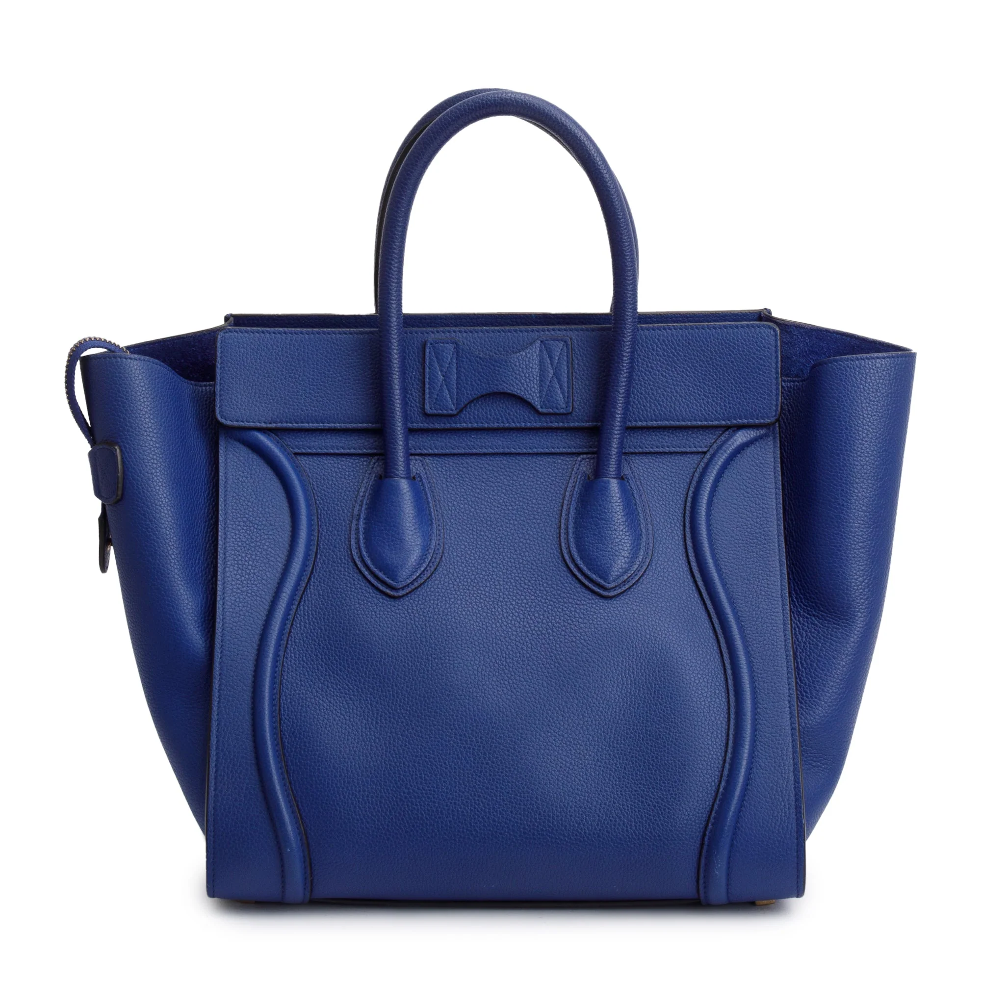 Celine Blue Drummed Calfskin Leather Mini Luggage Tote - Image 3