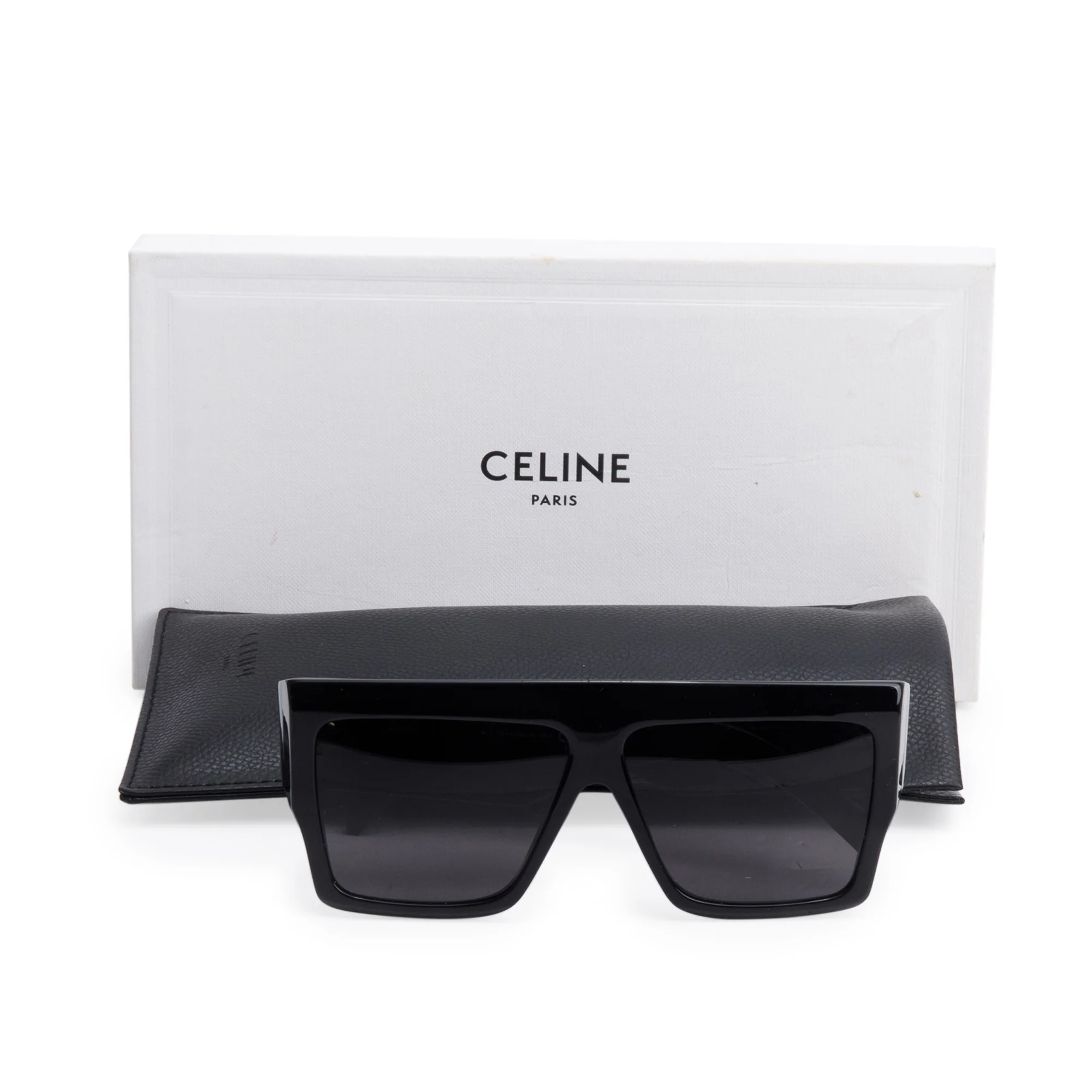 Celine CL400921 Black Acetate Oversized Square Sunglasses w/ Box & Case - Image 2