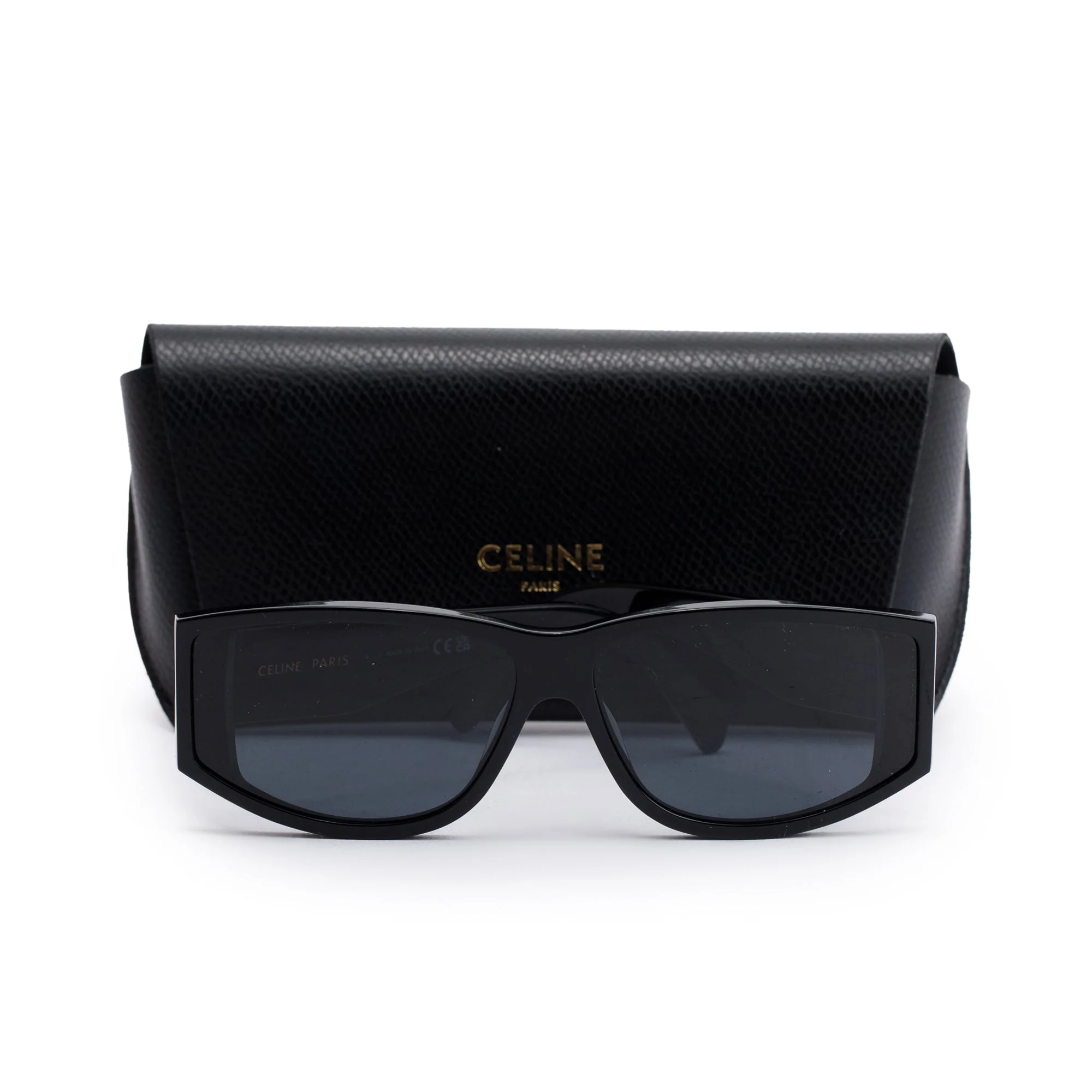 Celine CL40227U Black Acetate Triomphe Rectangular Sunglasses w/ Case - Image 2
