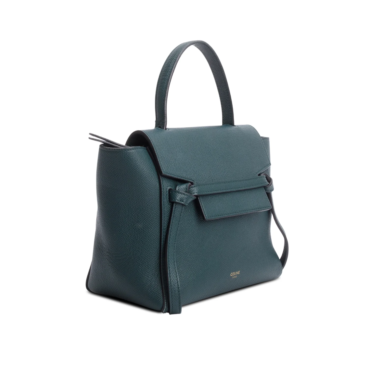Celine Green Grained Calfskin Leather Nano Belt Bag w/ Strap - Image 4
