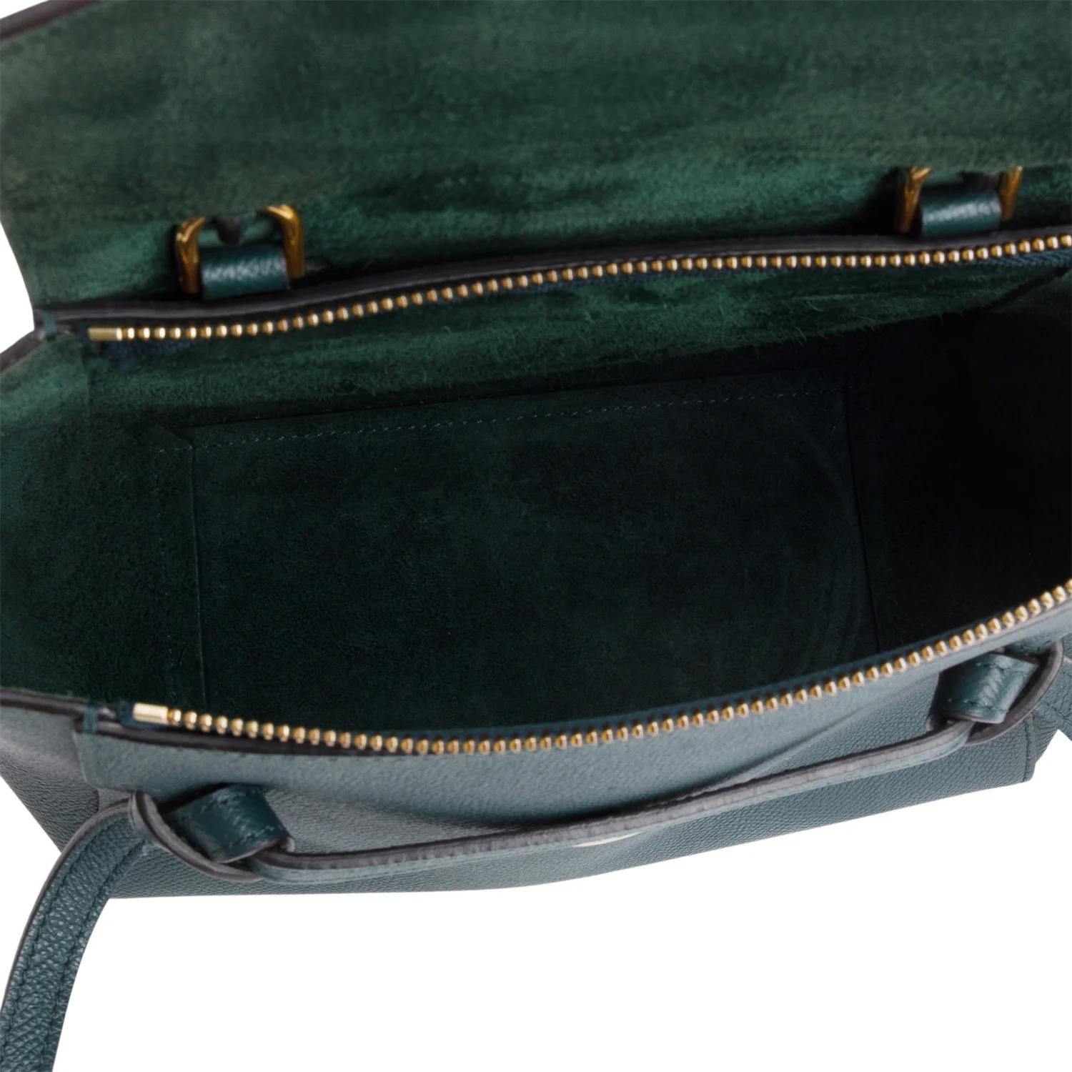 Celine Green Grained Calfskin Leather Nano Belt Bag w/ Strap - Image 8