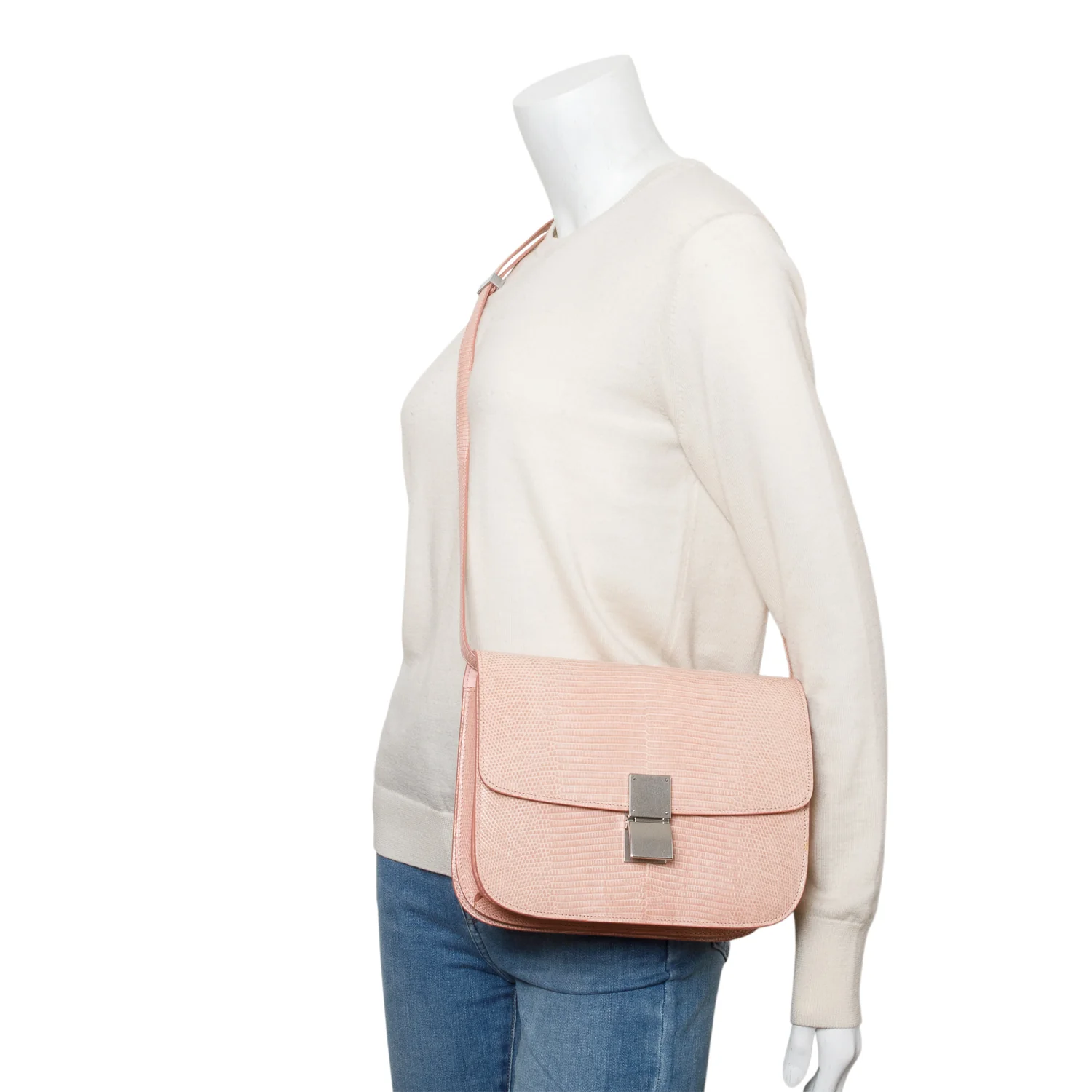 Celine Pink Lizard Medium Classic Box Flap Bag - Image 2