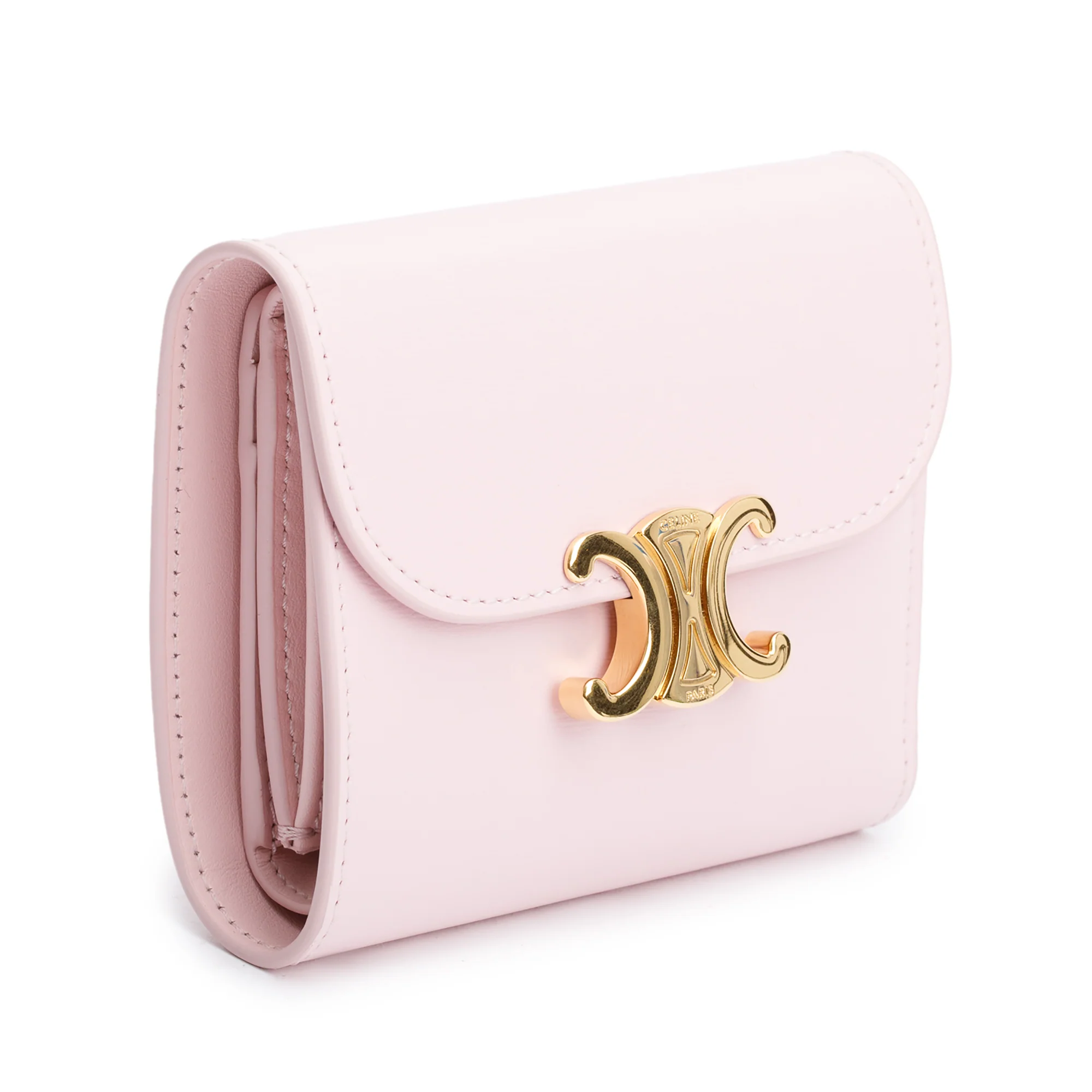 Celine Pink Shiny Calfskin Leather Triomphe Compact Wallet - Image 2