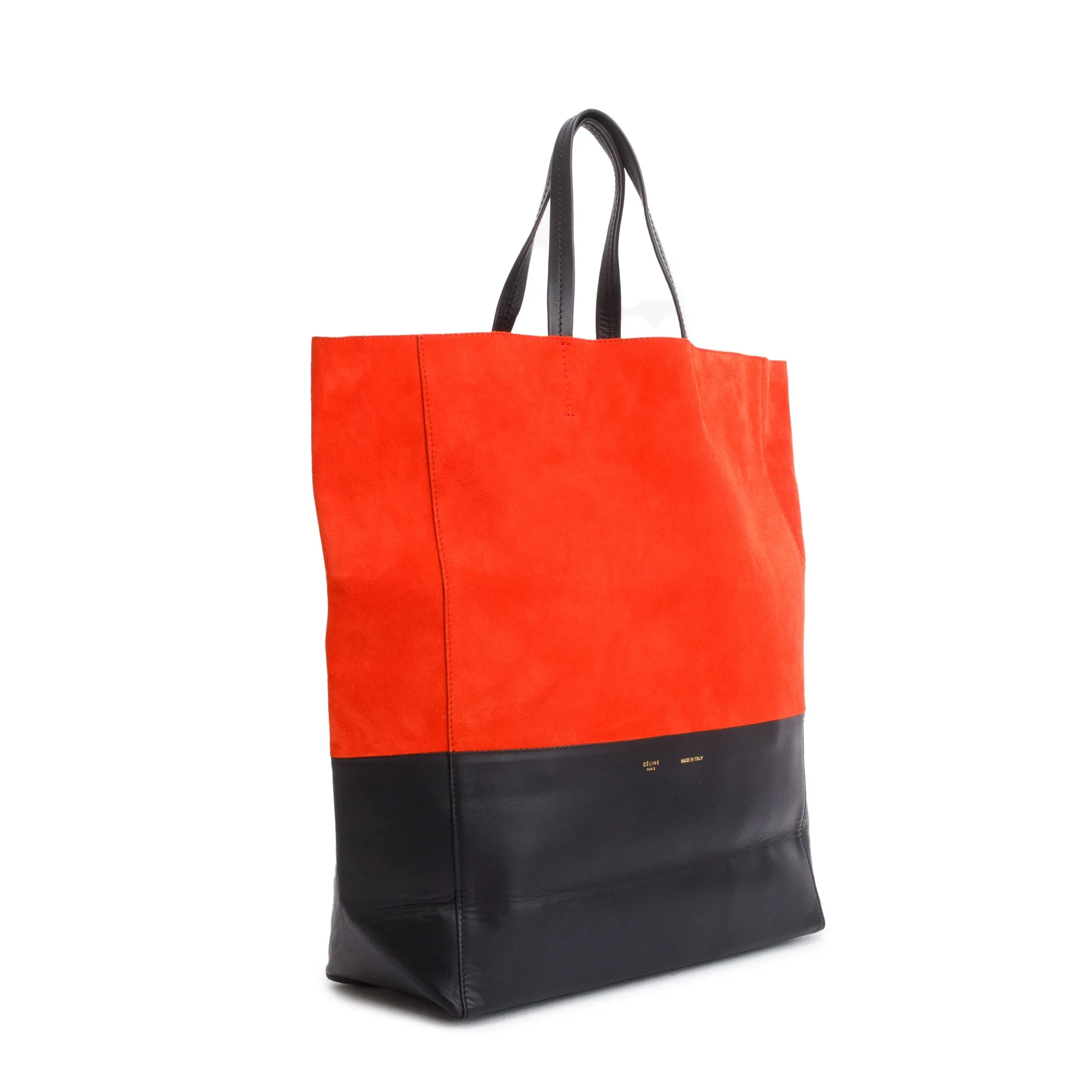 Celine Red & Black Suede Smooth Leather Bicolor Vertical Cabas Tote - Image 2