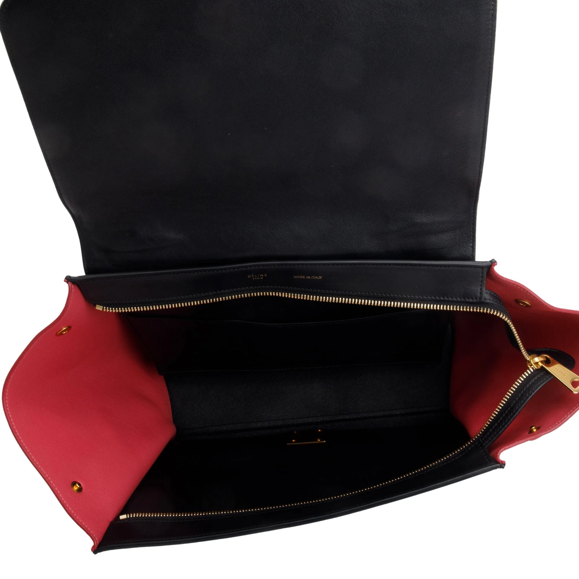 Celine Tricolor Calfskin Leather and Suede Medium Trapeze Bag w/ Strap - Image 8