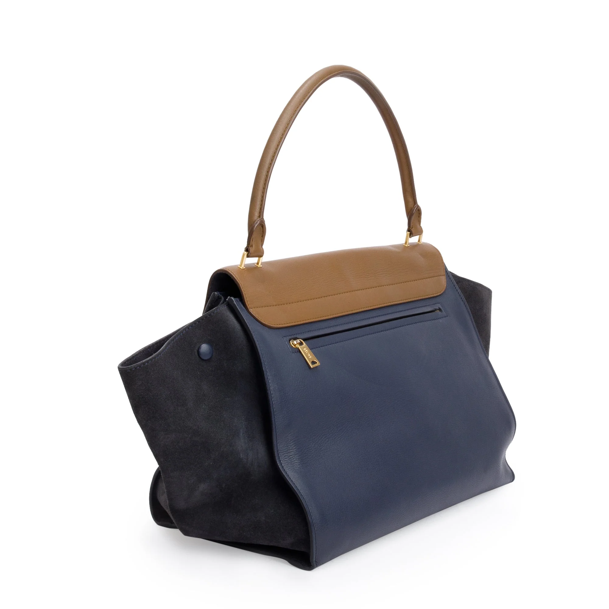 Celine Tricolor Calfskin Leather Suede Large Trapeze Bag - Image 4