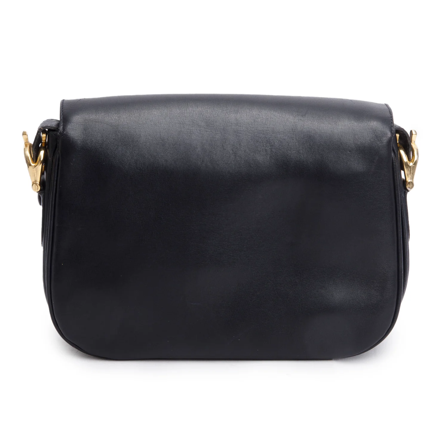 Celine Vintage Black Leather Horse Carriage Shoulder Bag - Image 5