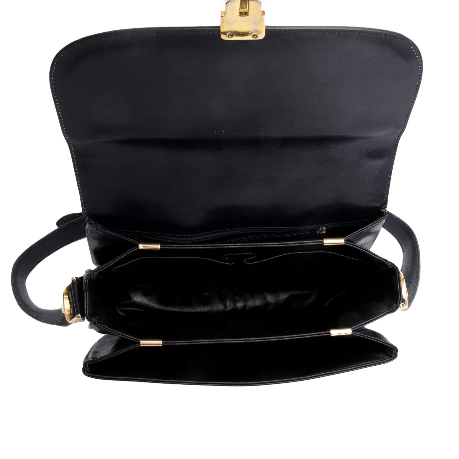 Celine Vintage Black Leather Horse Carriage Shoulder Bag - Image 8