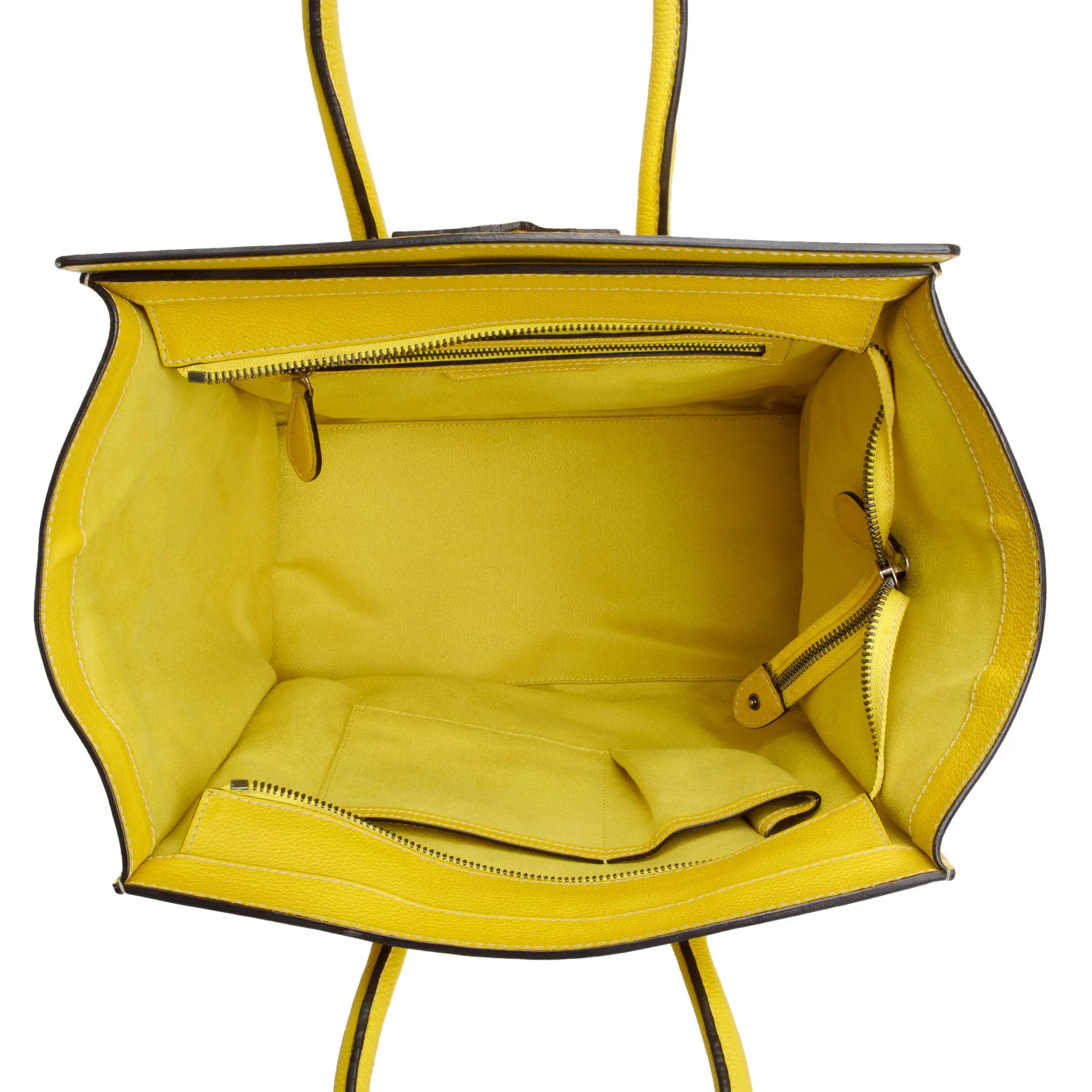 Celine Yellow Drummed Calfskin Leather Mini Luggage Tote - Image 5