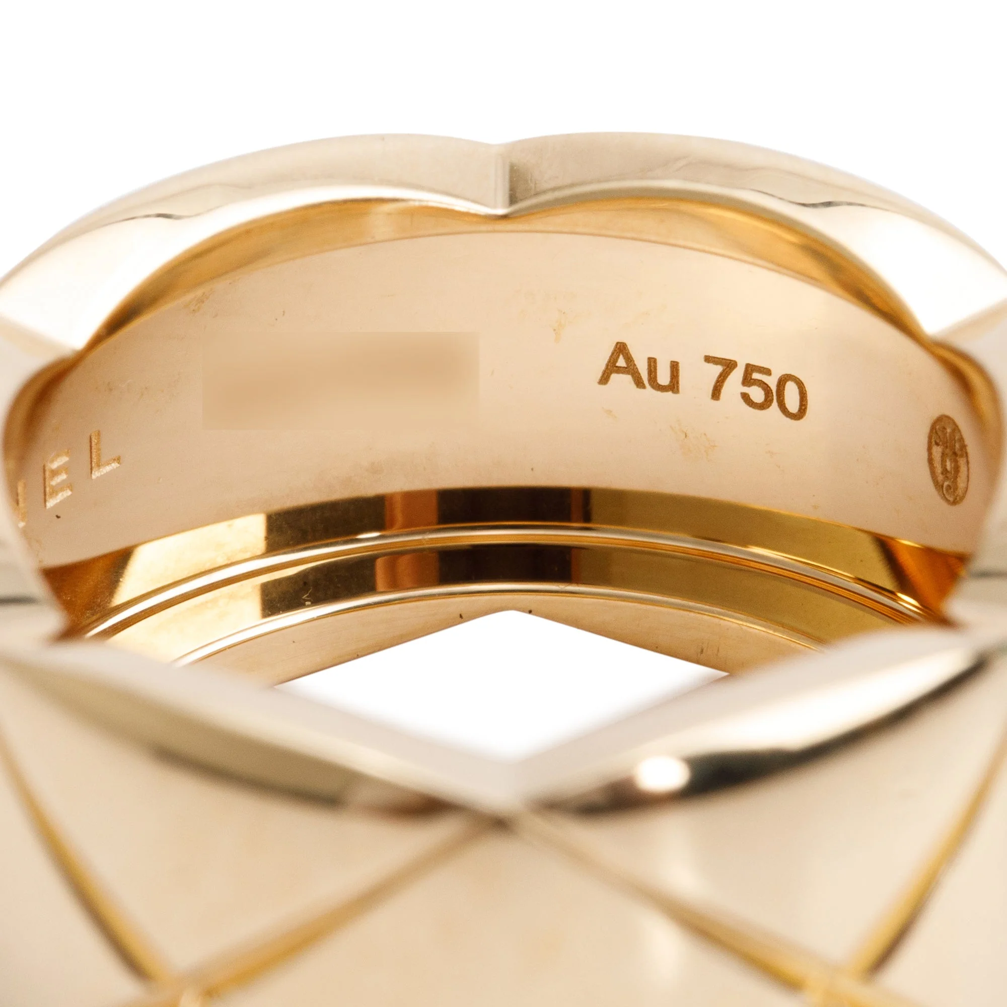 Chanel 18k Yellow Gold Quilted Coco Crush Band Ring, Size 57 8.5, Large Version w/ Box - Image 3