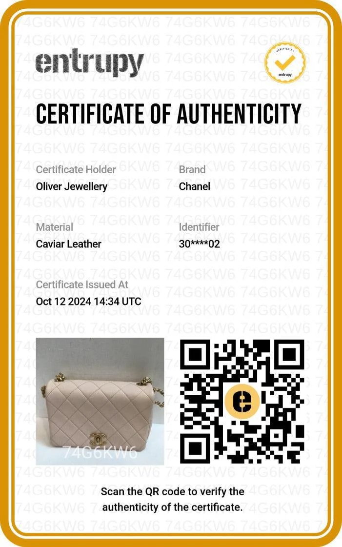 Chanel 2020 Beige Quilted Caviar Leather Small Fashion Therapy Full Flap Bag w/ Box, Receipt & Authenticity Card - Image 11
