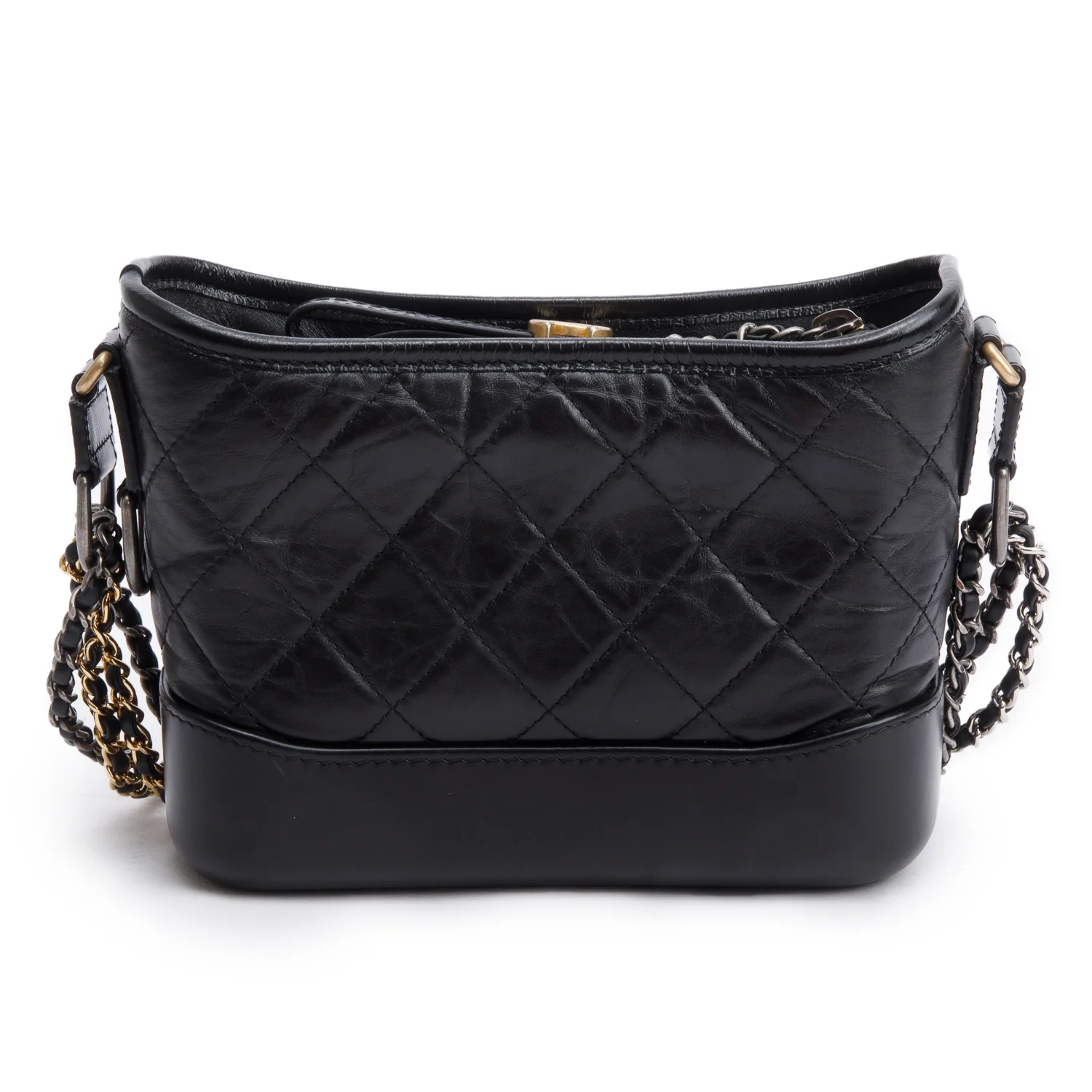Chanel 2020 Black Aged Calfskin Leather Small Gabrielle Hobo w/ Authenticity Card - Image 4