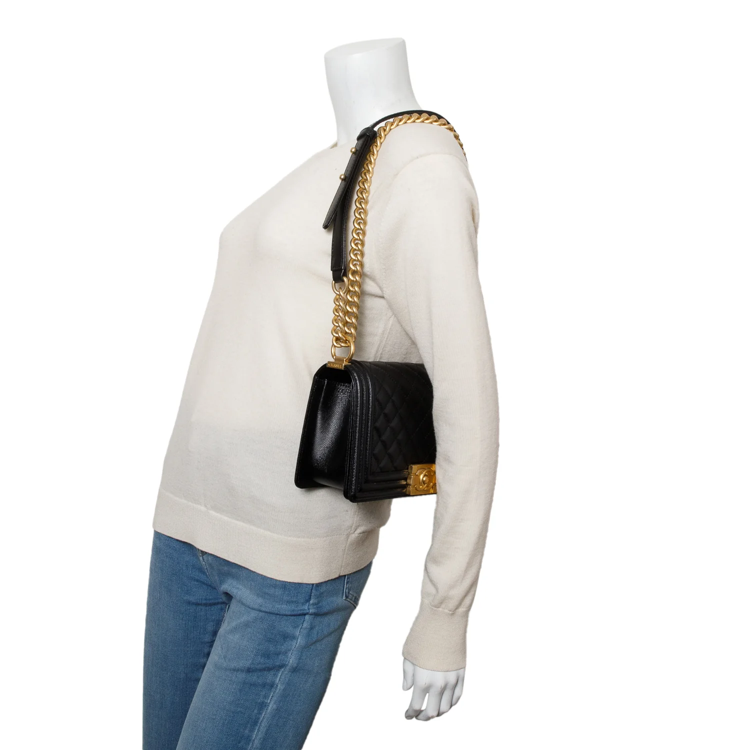 Chanel 2020 Black Caviar Quilted Medium Boy Flap Bag w/ Box - Image 2