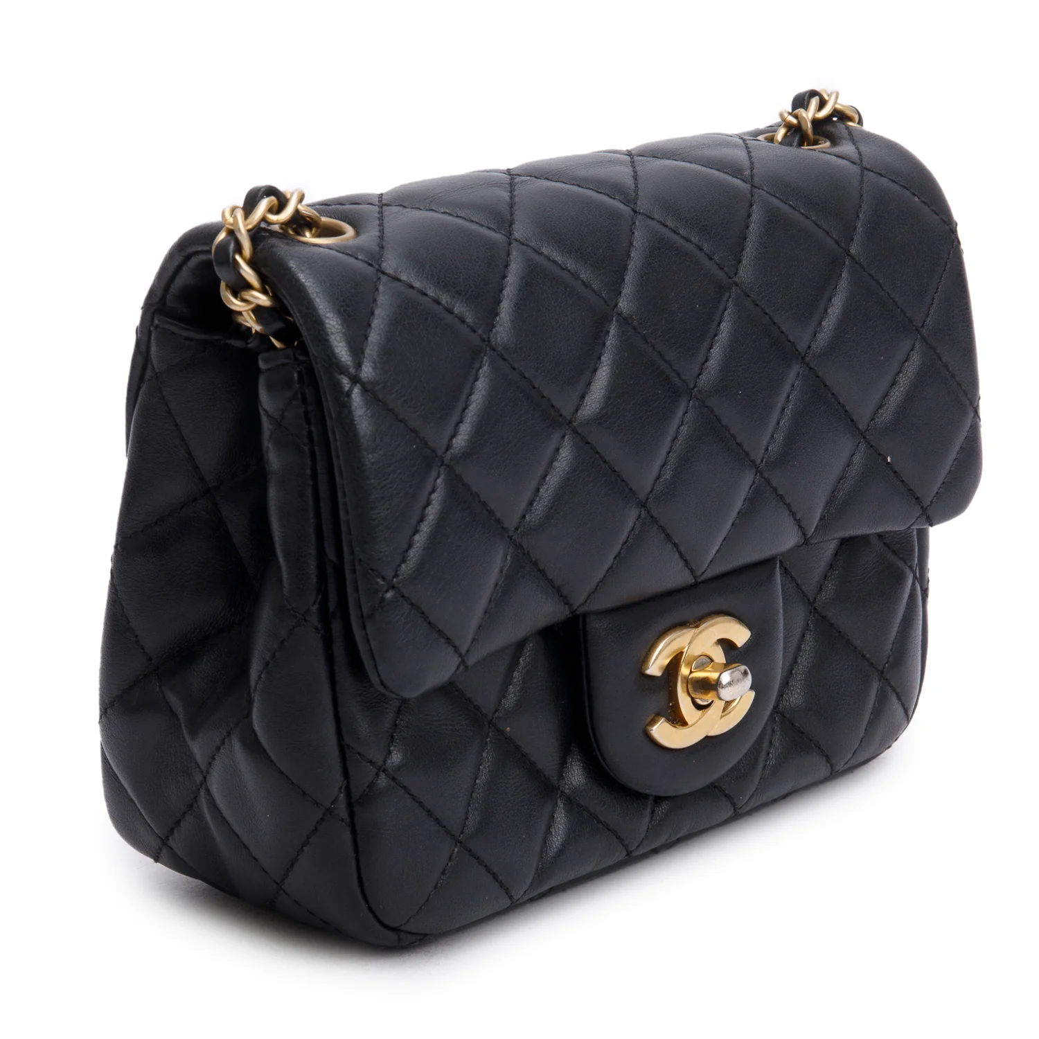 Chanel 2020 Black Lambskin Romance Mini Square Flap Bag w/ Box & Receipt - Image 5