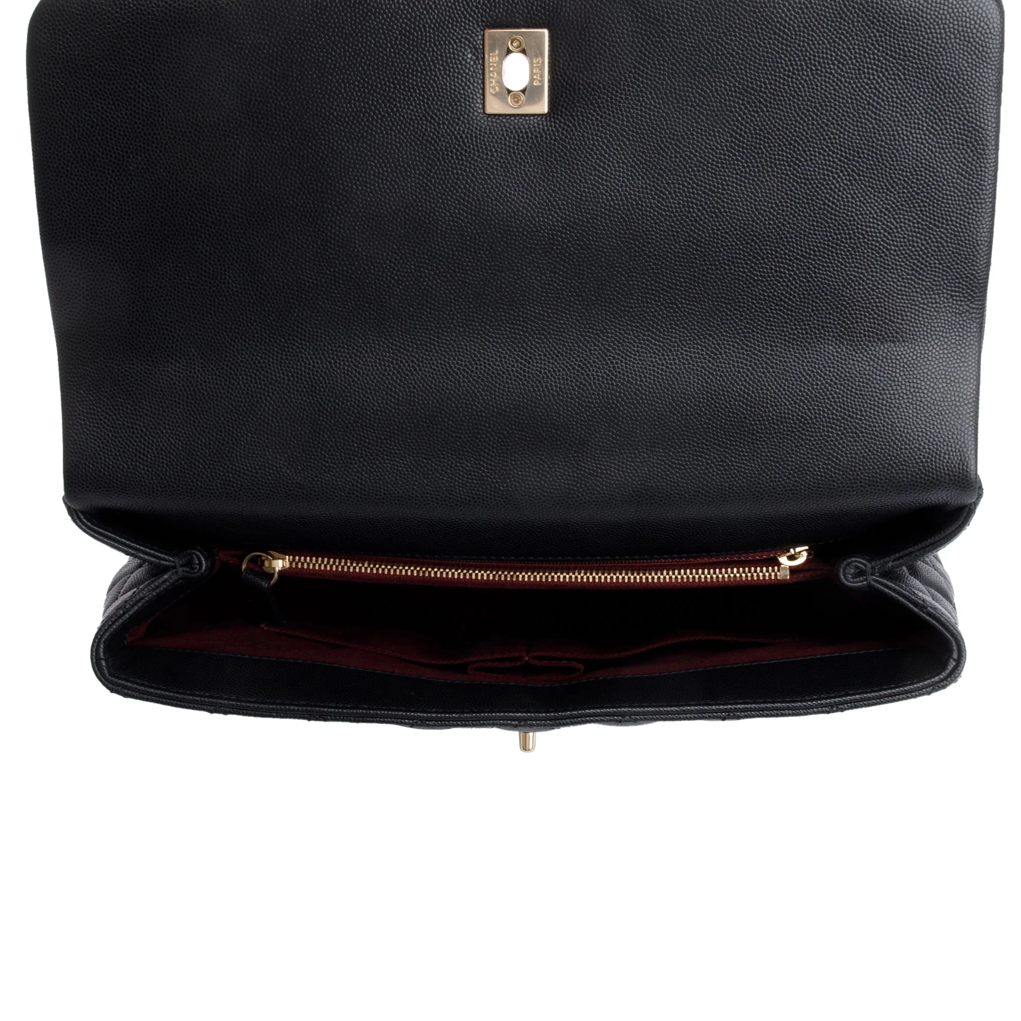 Chanel 2020 Black Quilted Caviar Leather Maxi Top Handle Flap Bag w/ Strap - Image 10