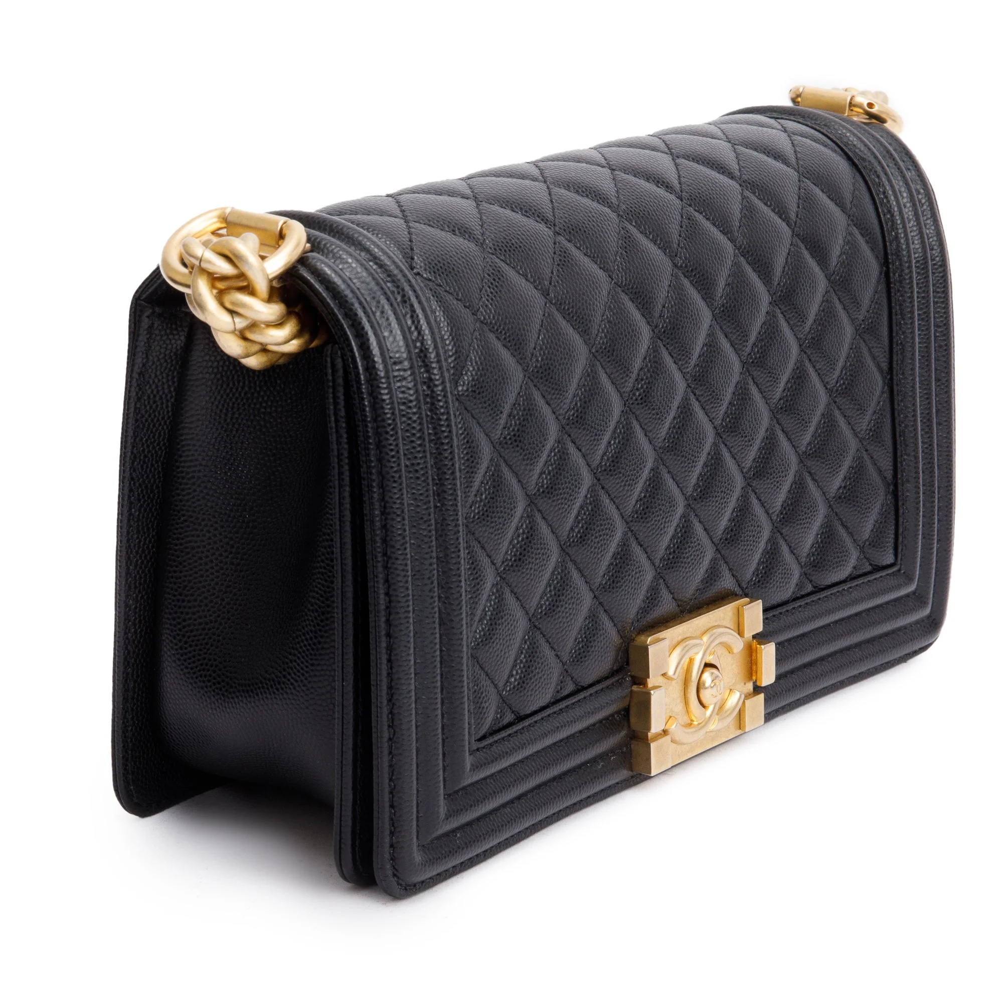 Chanel 2020 Black Quilted Caviar Leather Medium Boy Bag - Image 4