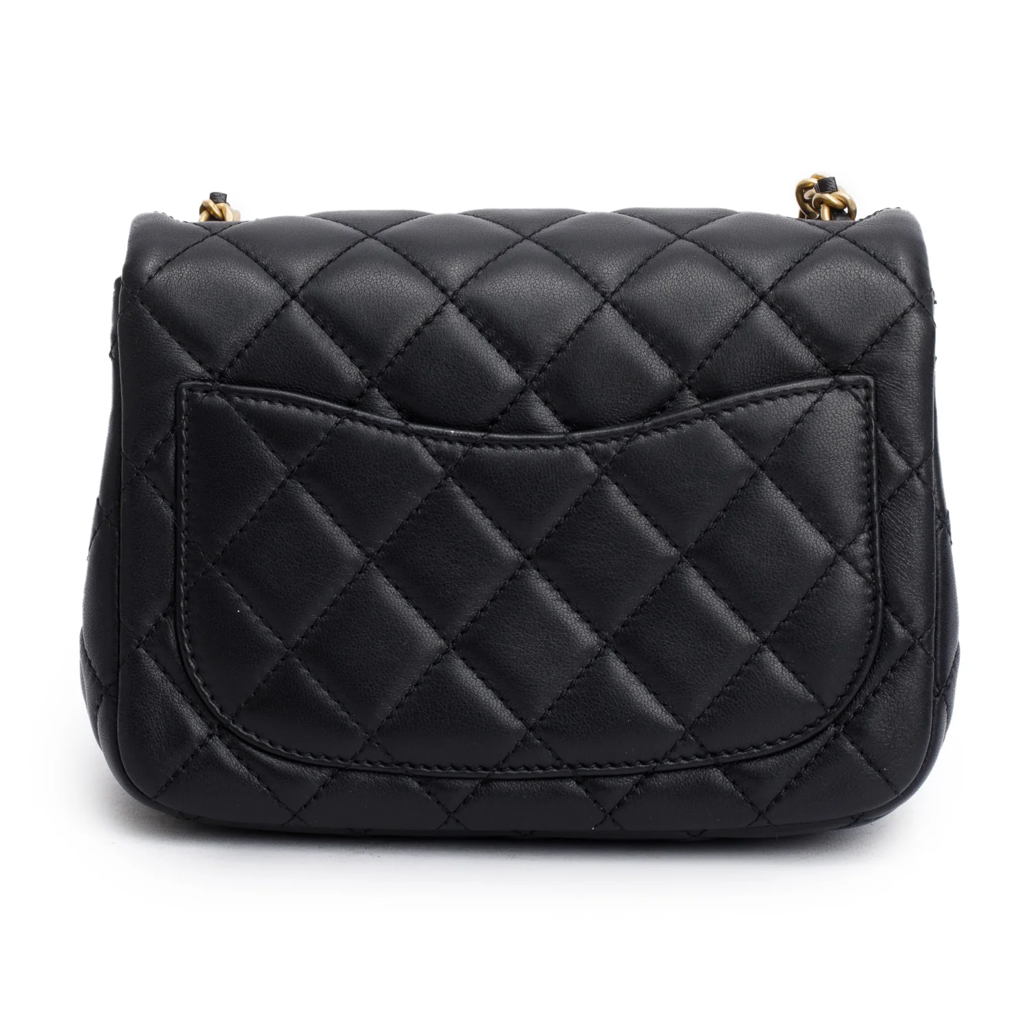Chanel 2020 Black Quilted Lambskin Pearl Crush Square Mini Flap Bag w/ Authenticity Card - Image 5
