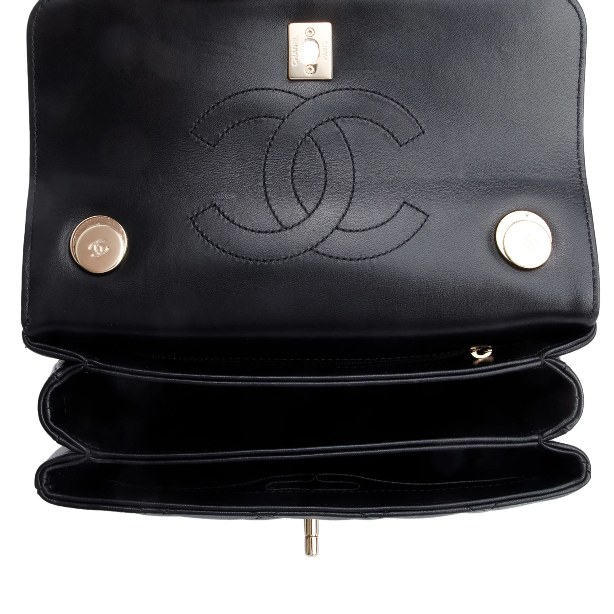 Chanel 2020 Black Quilted Lambskin Trendy CC Small Top Handle Flap Bag w/ Box & Authenticity Card - Image 9