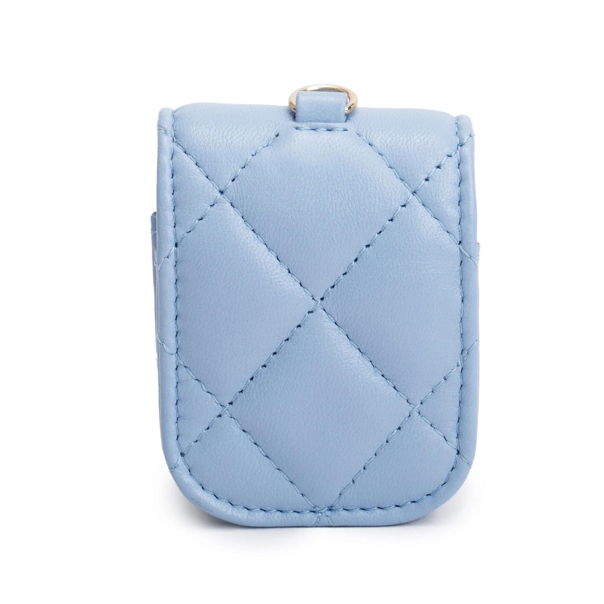 Chanel 2020 Blue Quilted Lambskin Leather Airpods Flap Case on Chain w/ Box & Authenticity Card - Image 6