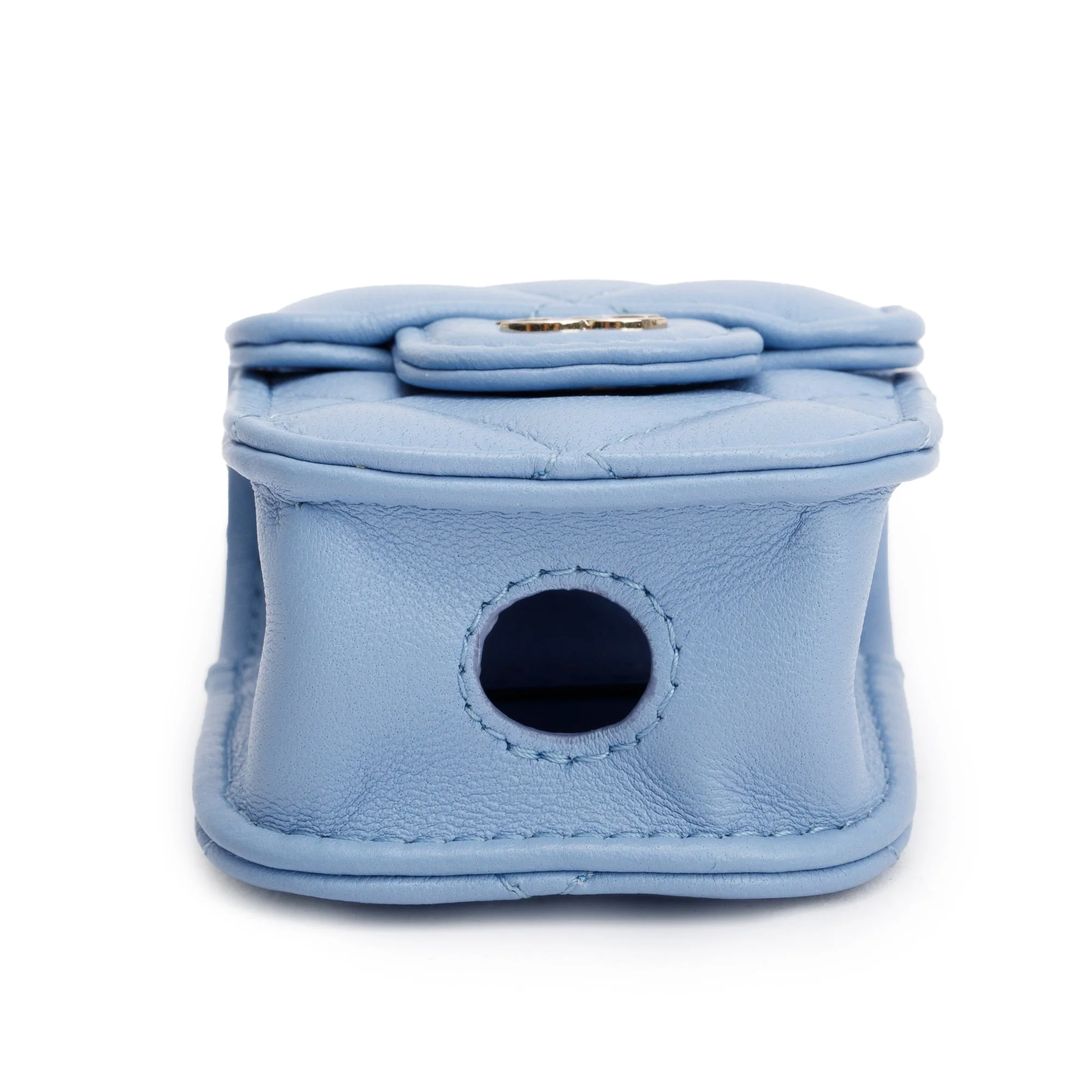 Chanel 2020 Blue Quilted Lambskin Leather Airpods Flap Case on Chain w/ Box & Authenticity Card - Image 8