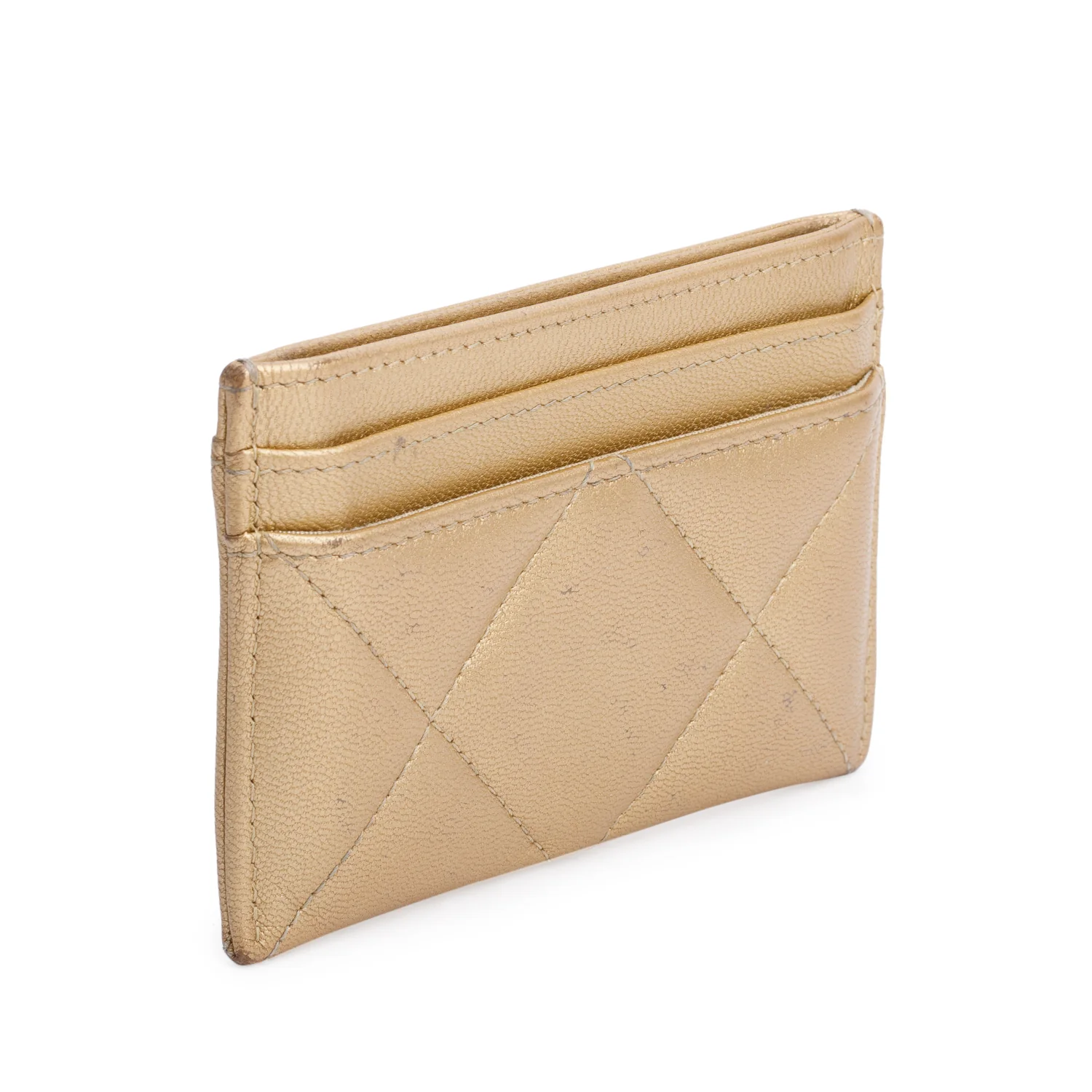 Chanel 2020 Gold Iridescent Lambskin Leather 19 Card Holder - Image 4