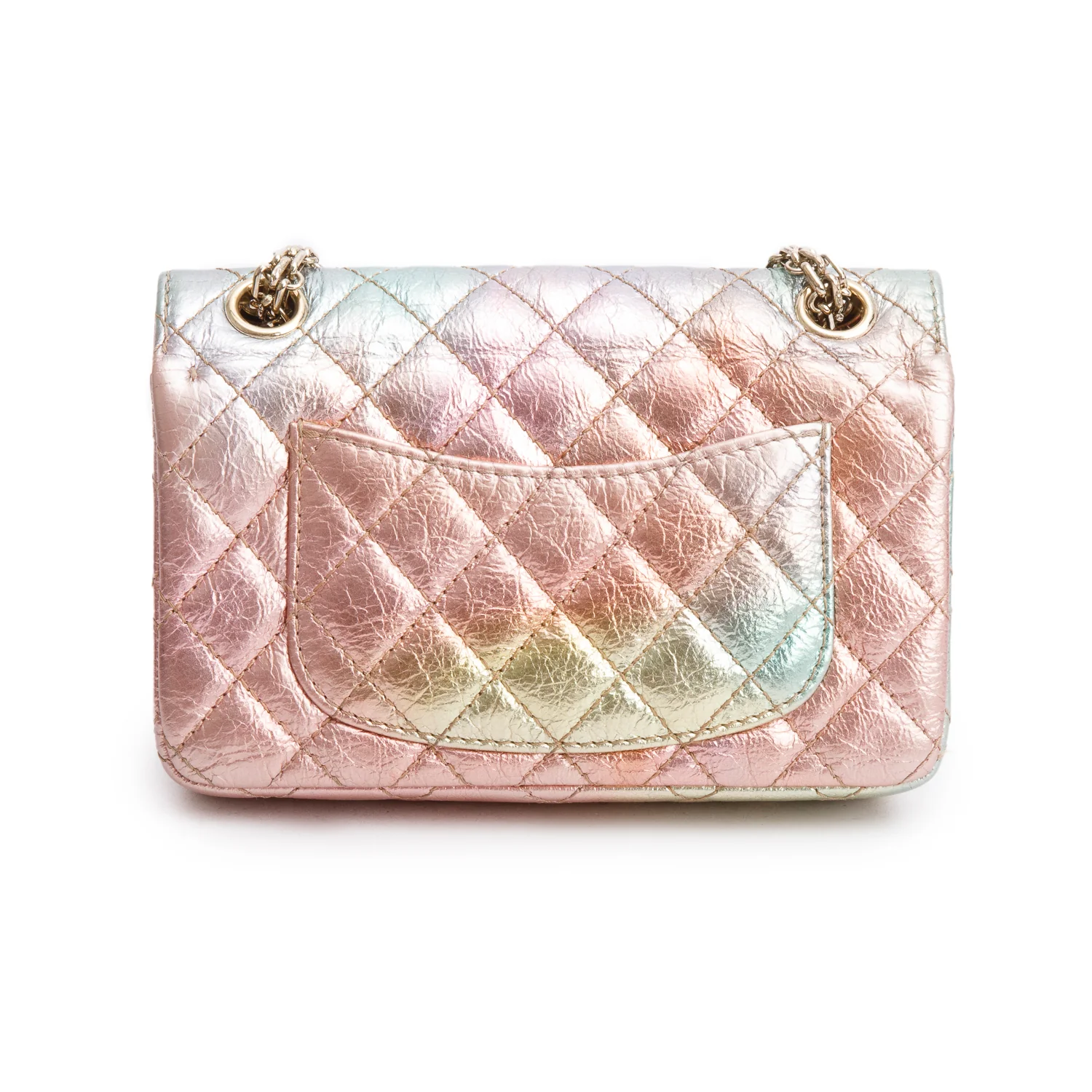 Chanel 2020 Multicolor Metallic Goatskin Quilted 2.55 Reissue Mini Flap w/ Box & Authenticity Card - Image 6