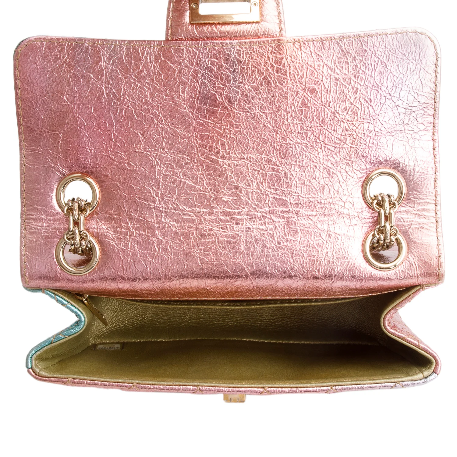 Chanel 2020 Multicolor Metallic Goatskin Quilted 2.55 Reissue Mini Flap w/ Box & Authenticity Card - Image 9