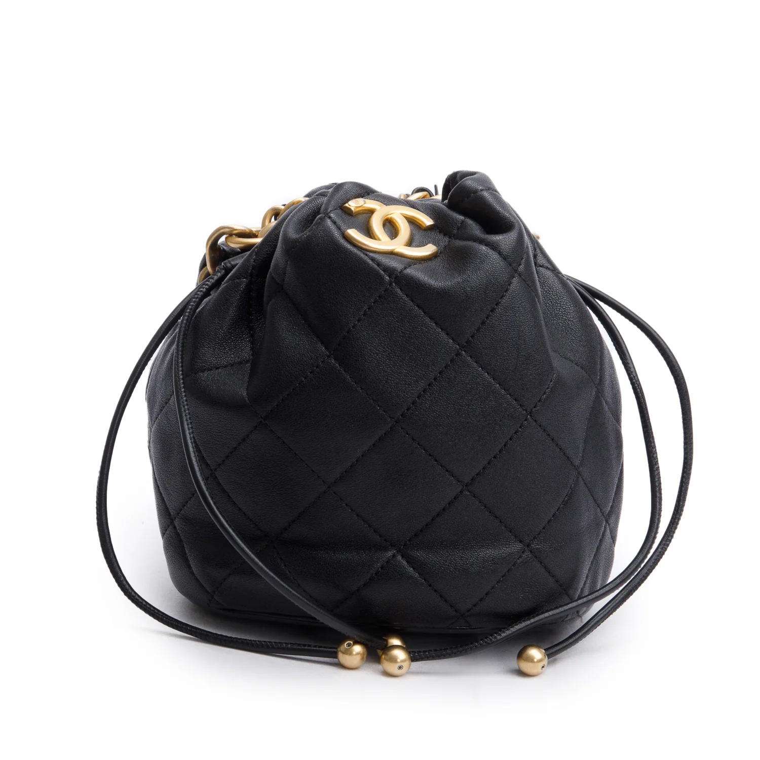 Chanel 2021 Black Calfskin Leather Chain is More Bucket Bag w/ Authenticity Card - Image 3