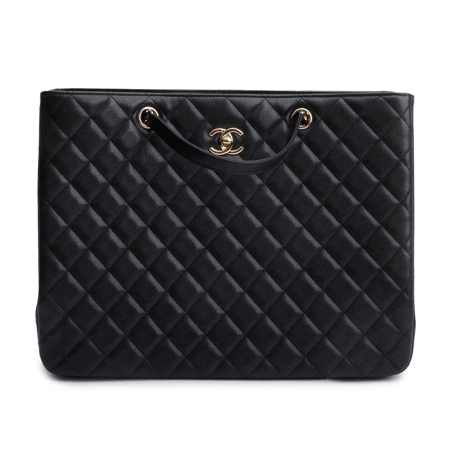 Chanel 2021 Black Caviar Quilted Classic Large Shopping Tote w/ Box & Receipt - Image 3