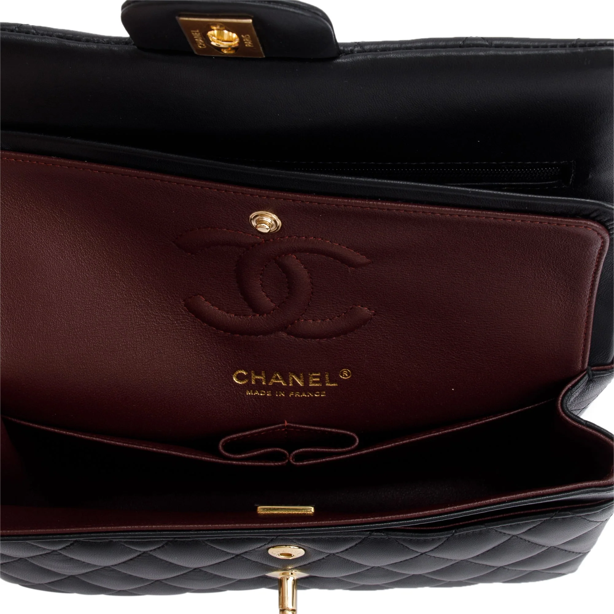 Chanel 2021 Black Lambskin Classic Small Double Flap Bag w/ Box - Image 7