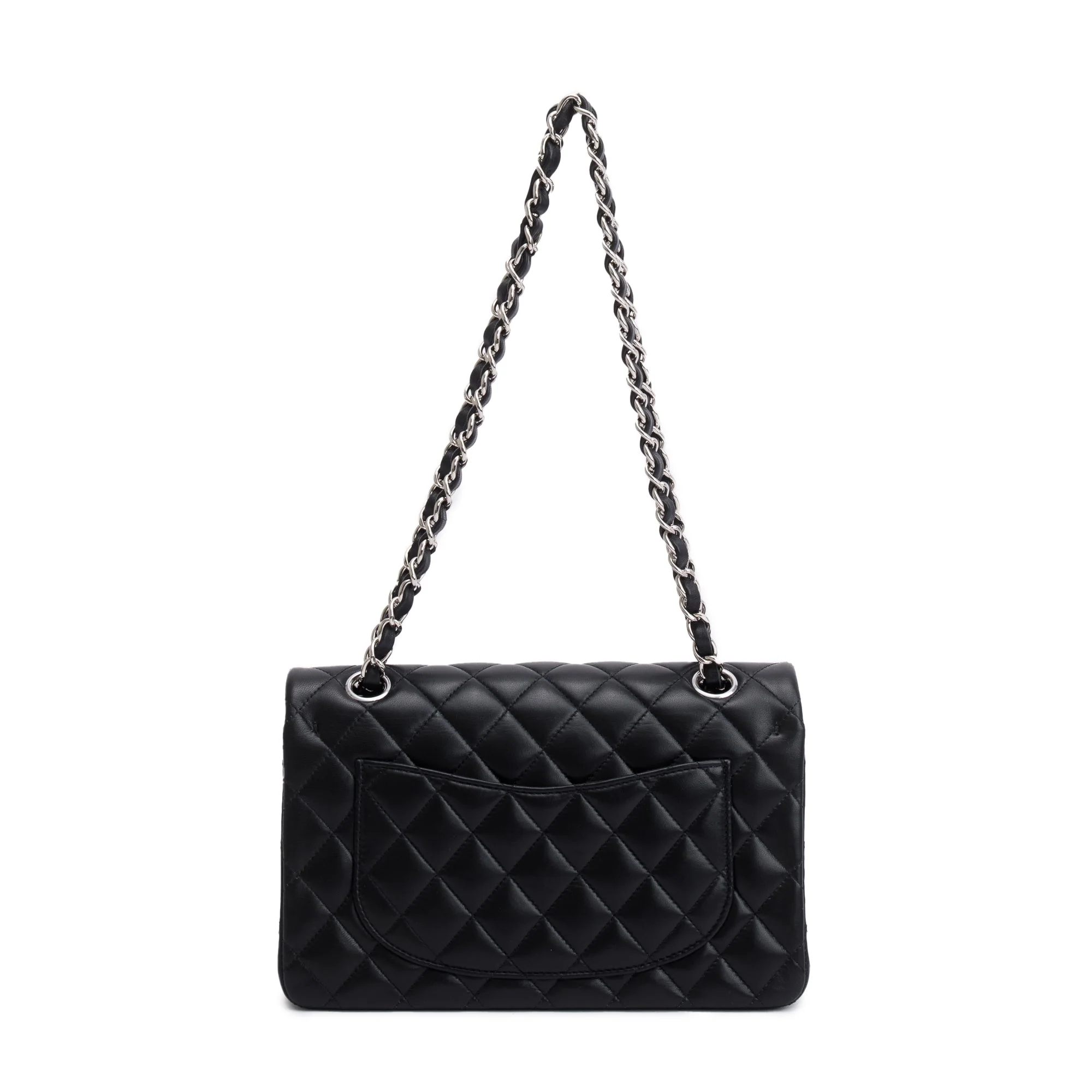 Chanel 2021 Black Lambskin Classic Small Double Flap Bag w/ Box & Authenticity Card - Image 6
