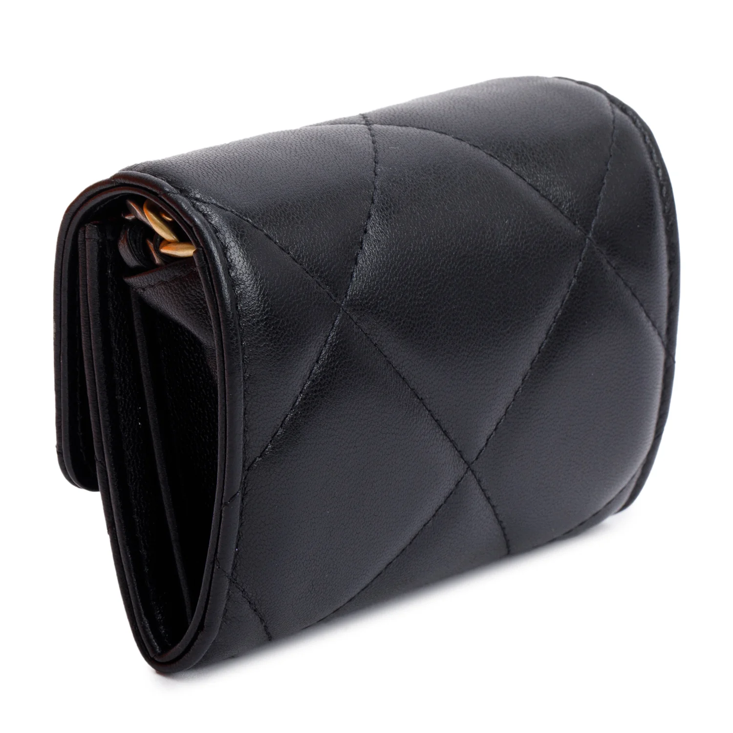 Chanel 2021 Black Lambskin Leather 19 Flap Coin Purse with Chain w/ Box, Receipt & Authenticity Card - Image 6