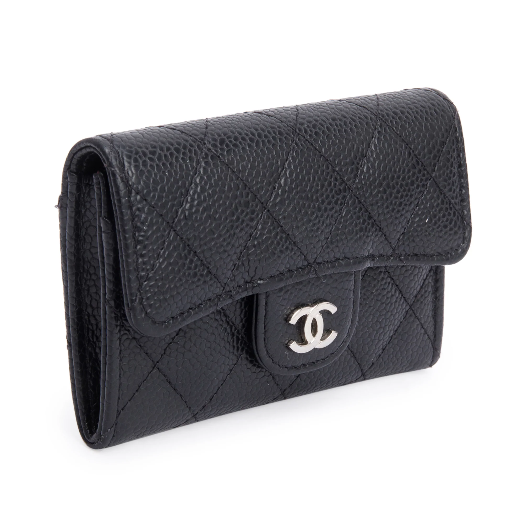Chanel 2021 Black Quilted Caviar Leather Classic Flap Card Holder w/ Box & Authenticity Card - Image 3