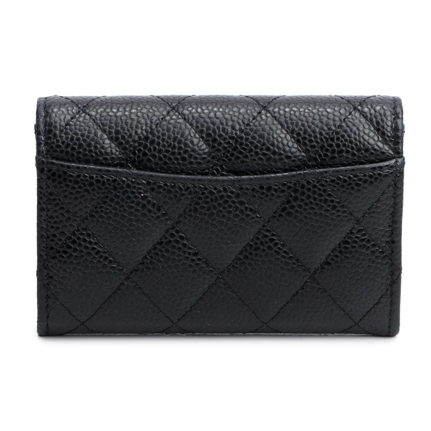 Chanel 2021 Black Quilted Caviar Leather Classic Flap Card Holder w/ Box & Authenticity Card - Image 4