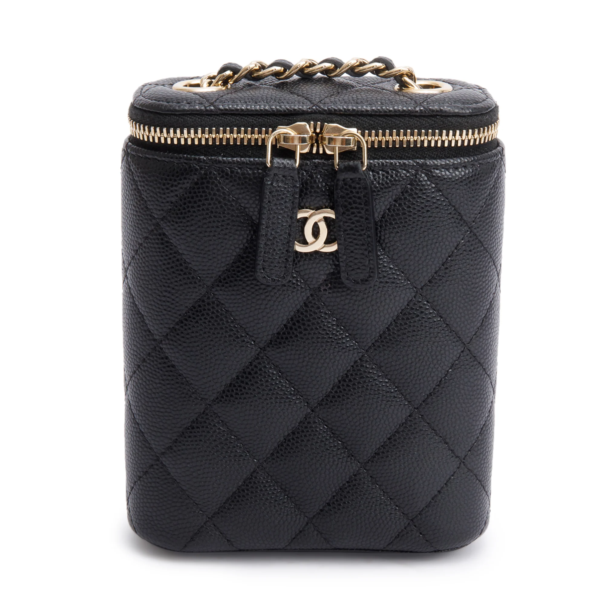 Chanel 2021 Black Quilted Caviar Mini Coco Beauty Vanity Case - Image 3