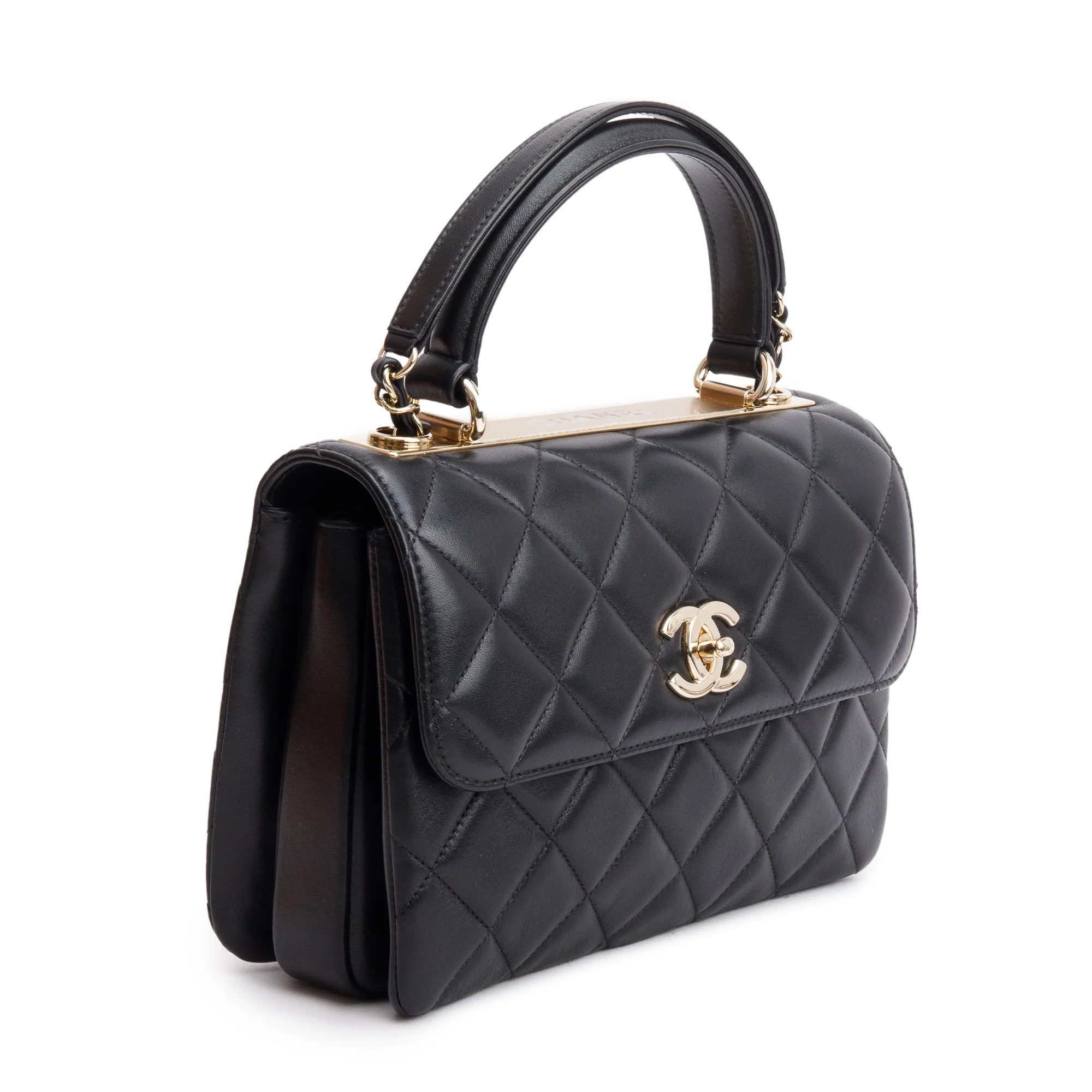 Chanel 2021 Black Quilted Lambskin Trendy CC Small Top Handle Flap Bag w/ Box - Image 5