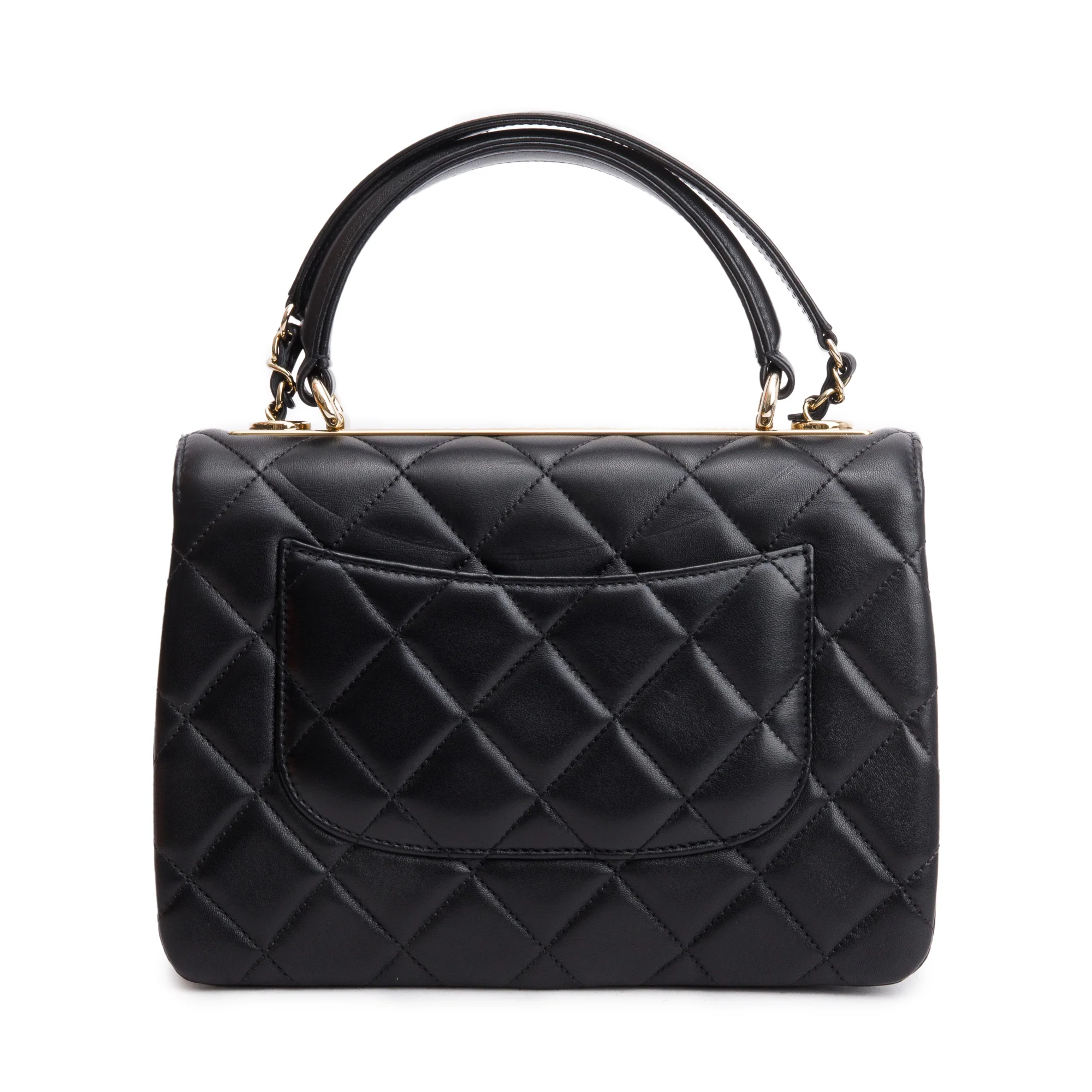 Chanel 2021 Black Quilted Lambskin Trendy CC Small Top Handle Flap Bag w/ Box - Image 6