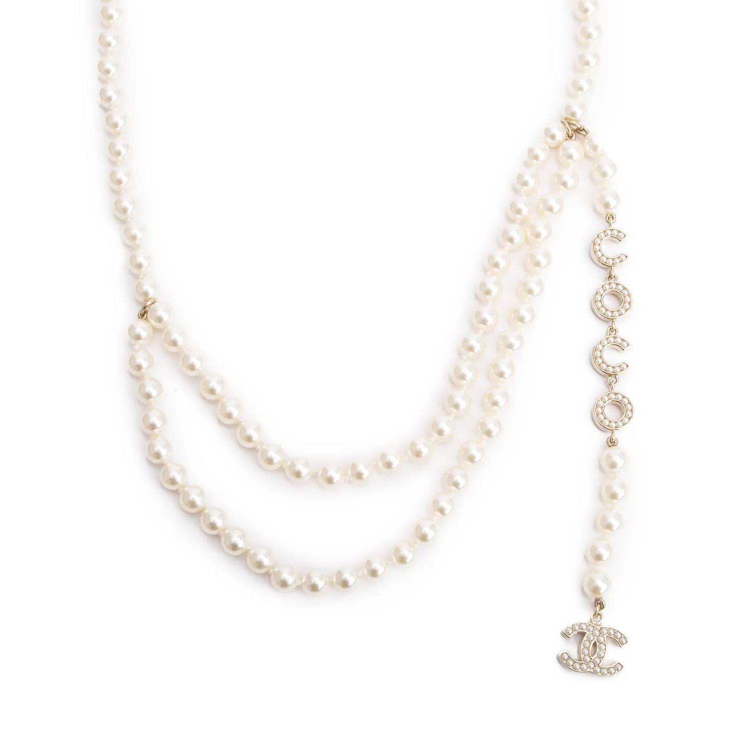 Chanel 2021 Gold-Plated Faux Pearl CC Coco Necklace or Belt w/ Box - Image 5
