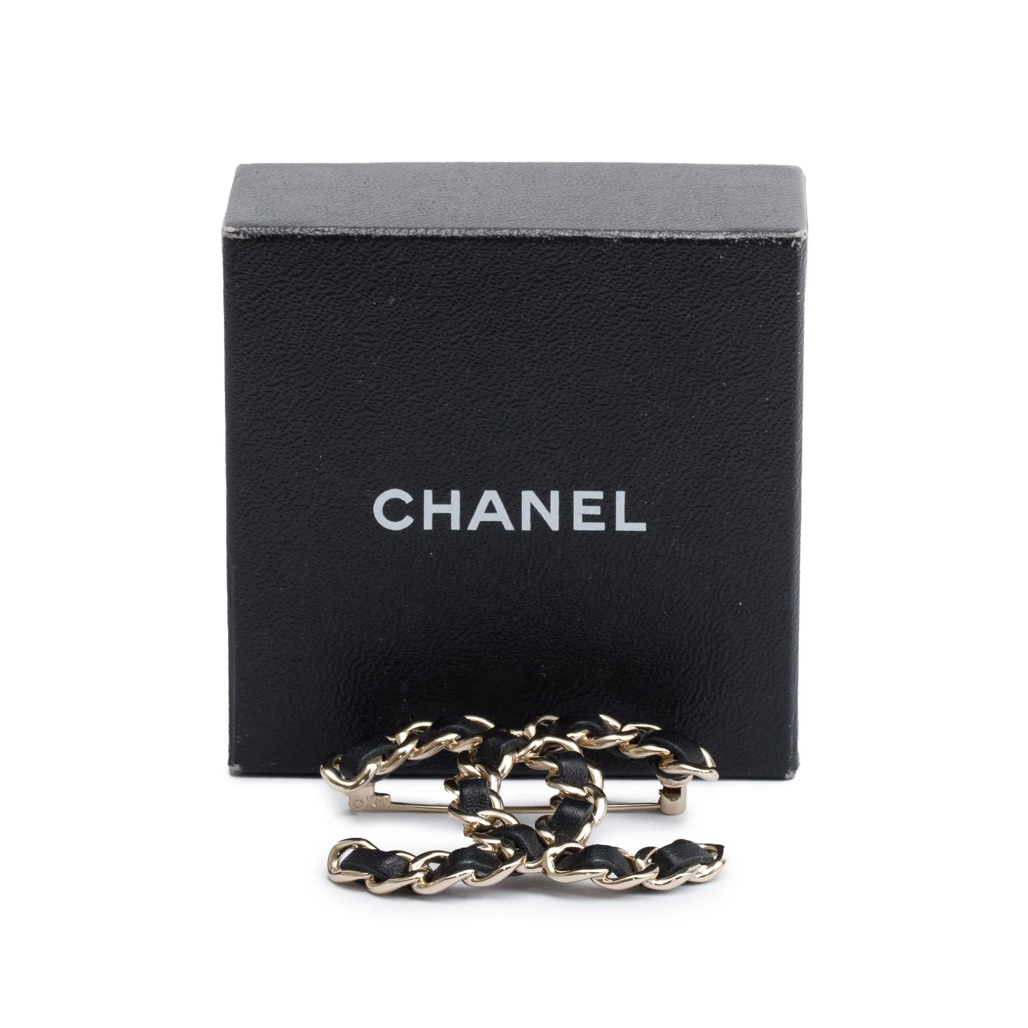 Chanel 2021 Gold Plated Leather CC Brooch w/ Box - Image 2