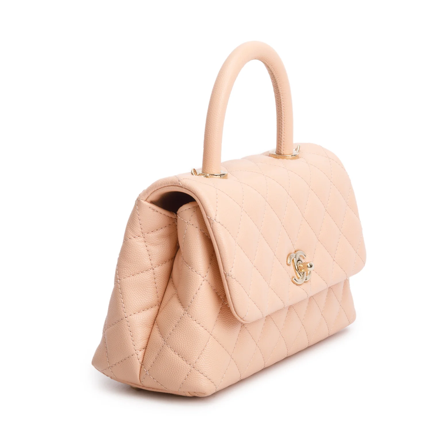 Chanel 2021 Pink Caviar Quilted Mini Coco Handle Flap w/ Authenticity Card - Image 2