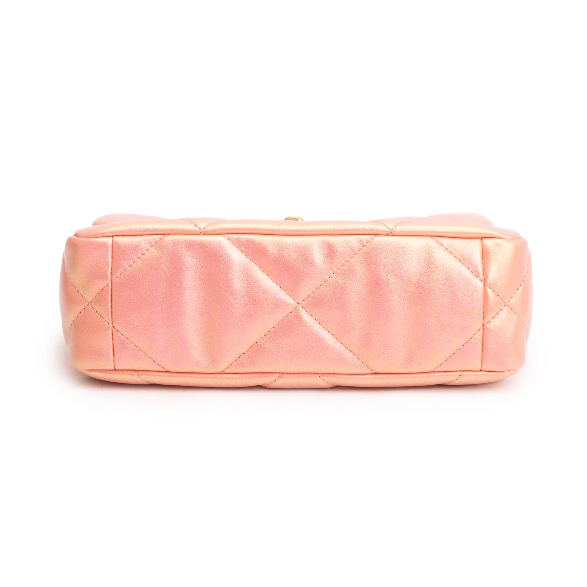 Chanel 2021 Pink Iridescent Lambskin Leather Medium 19 Flap Bag w/ Box & Authenticity Card - Image 7