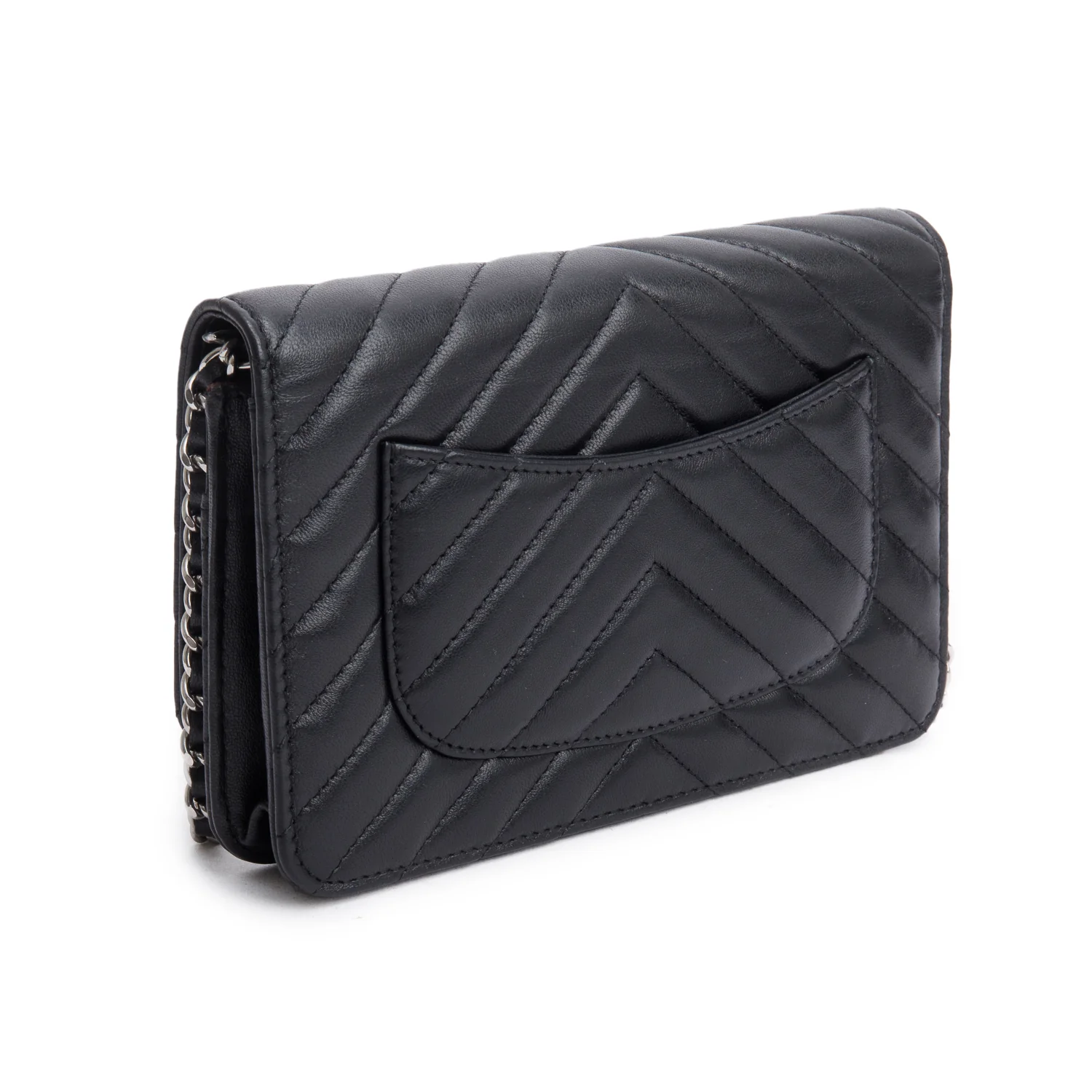 Chanel 2022 Black Chevron Lambskin Wallet on Chain w/ Box & Receipt - Image 6