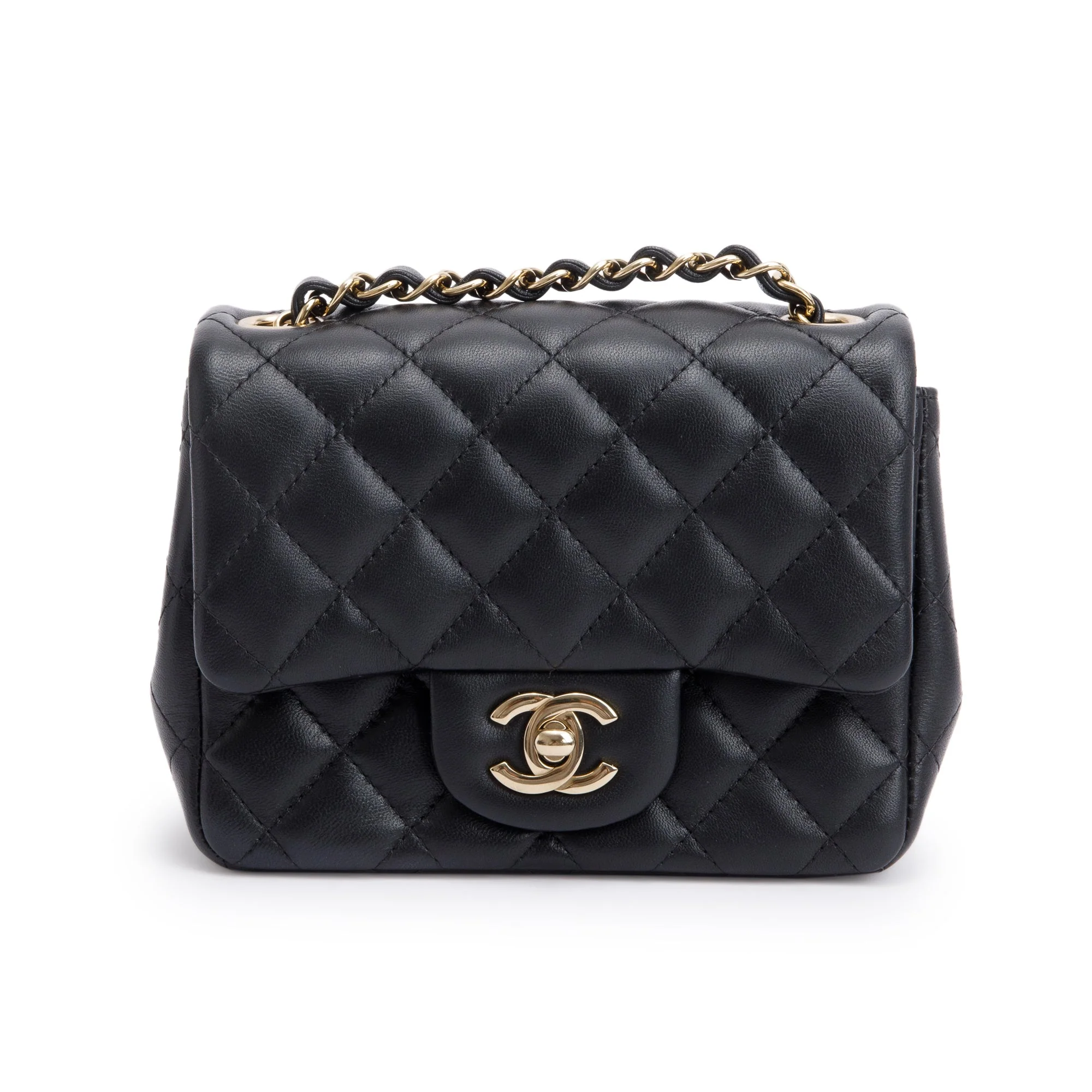 Chanel 2022 Black Quilted Calfskin Leather Classic Square Mini Flap Bag w/ Box & Receipt - Image 4