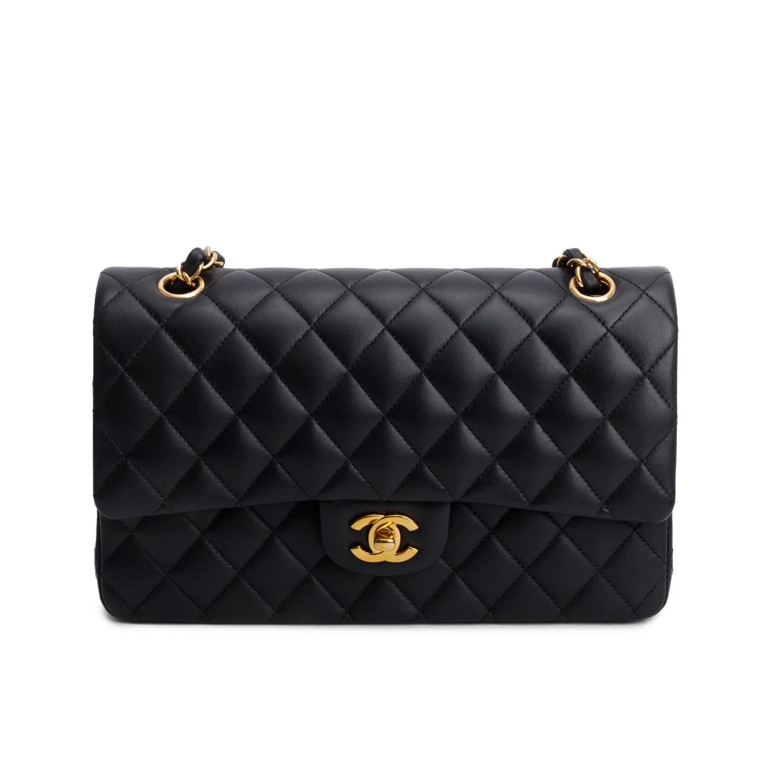 Chanel 2022 Black Quilted Lambskin Leather Classic Medium Double Flap Bag w/ Box & Receipt - Image 3