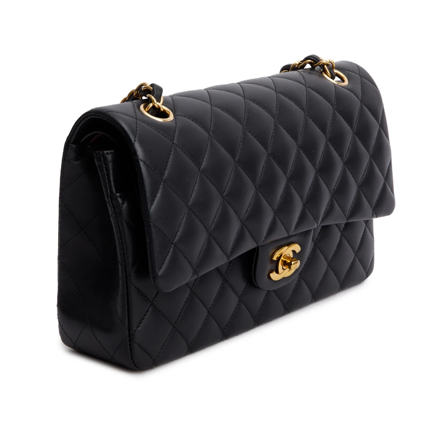 Chanel 2022 Black Quilted Lambskin Leather Classic Medium Double Flap Bag w/ Box & Receipt - Image 4