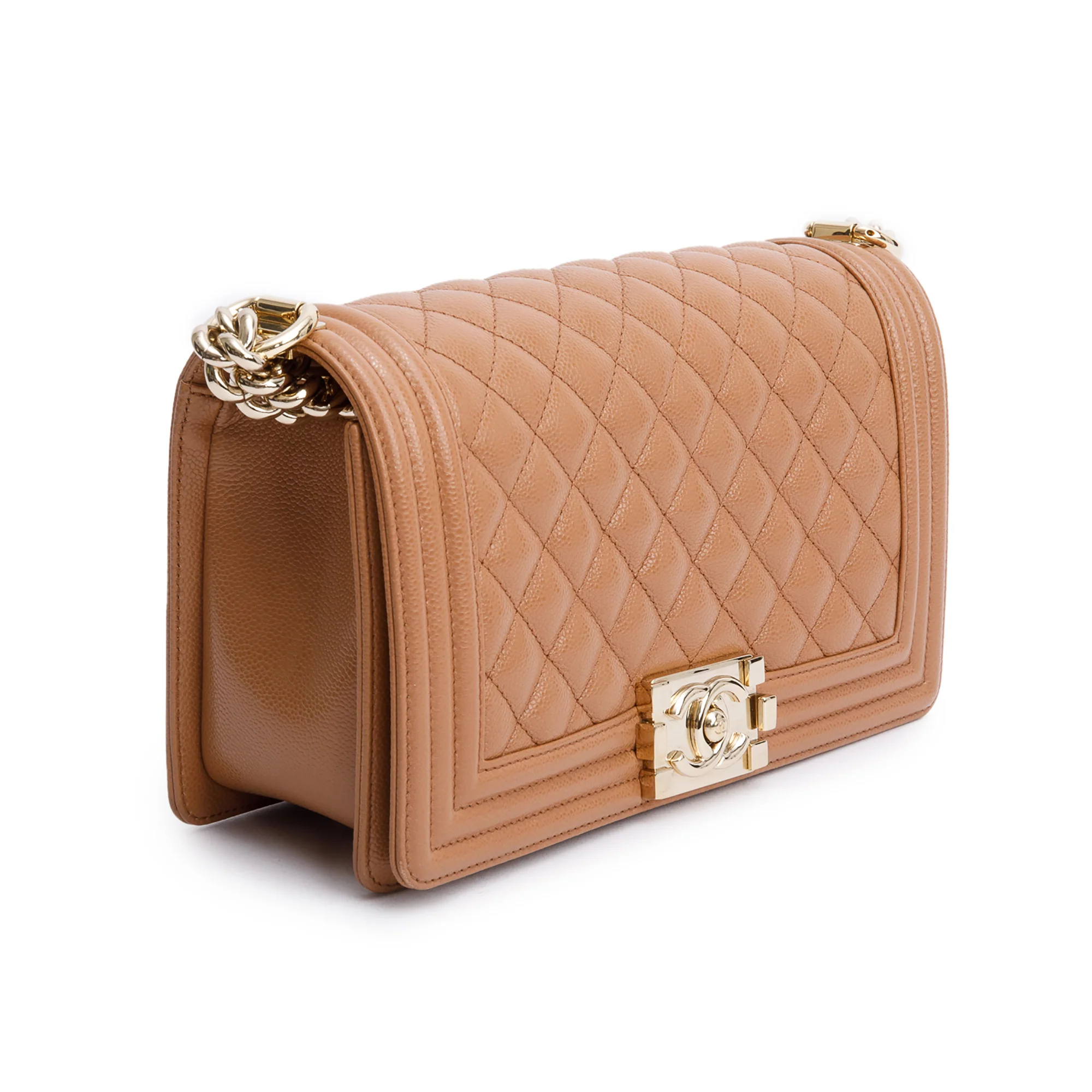 Chanel 2022 Brown Quilted Caviar Leather Medium Boy Bag w/ Box - Image 5