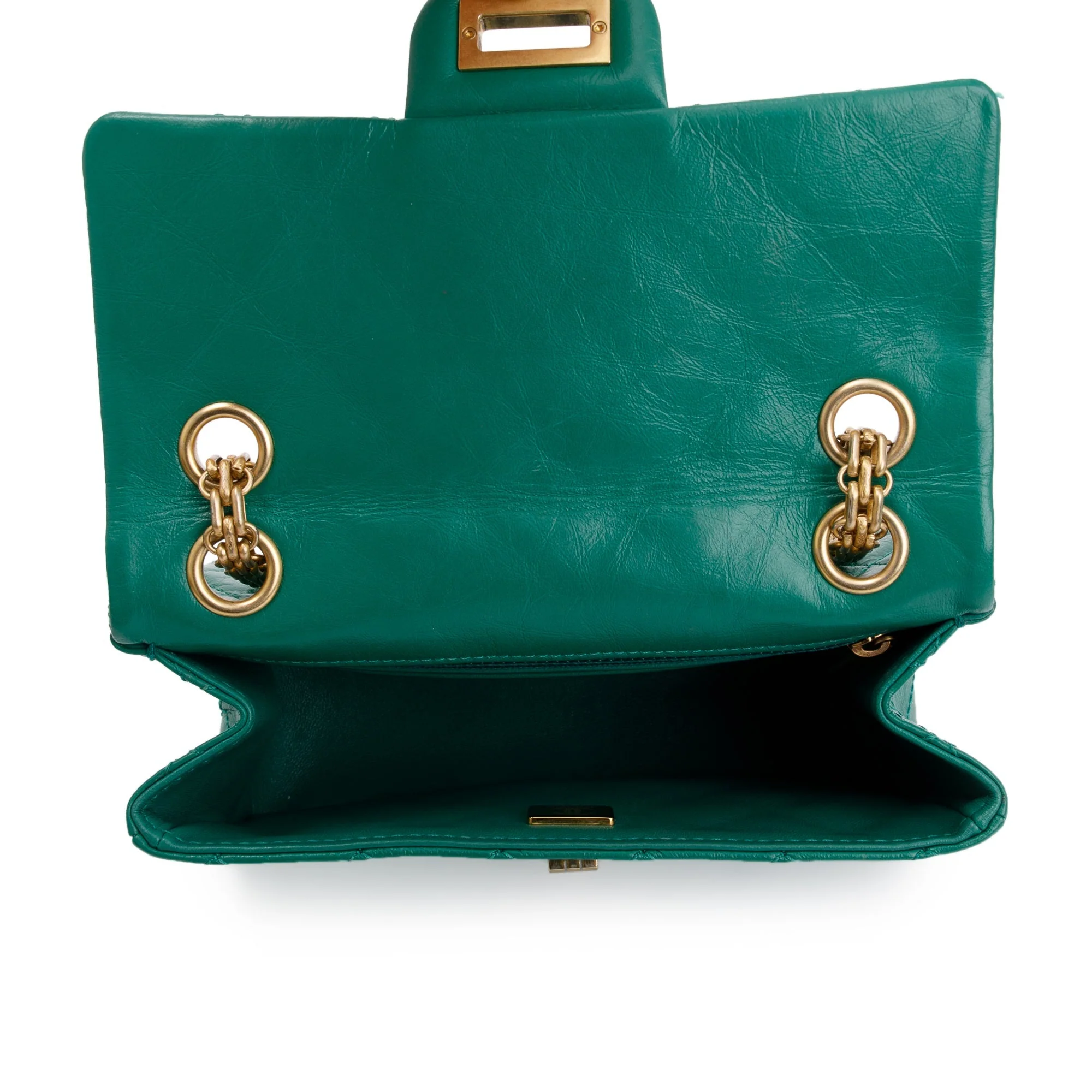 Chanel 2022 Green Aged Calfskin Leather Mini 2.55 Reissue Flap Bag - Image 14