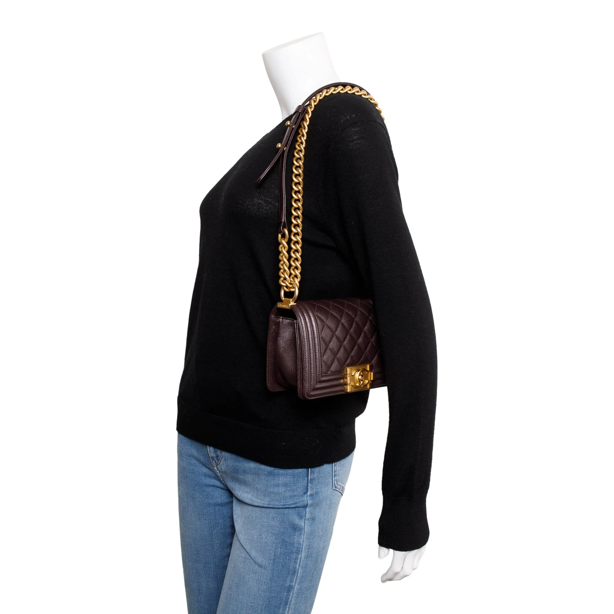Chanel 2022 Marron Caviar Leather Small Boy Bag w/ Box & Receipt - Image 2