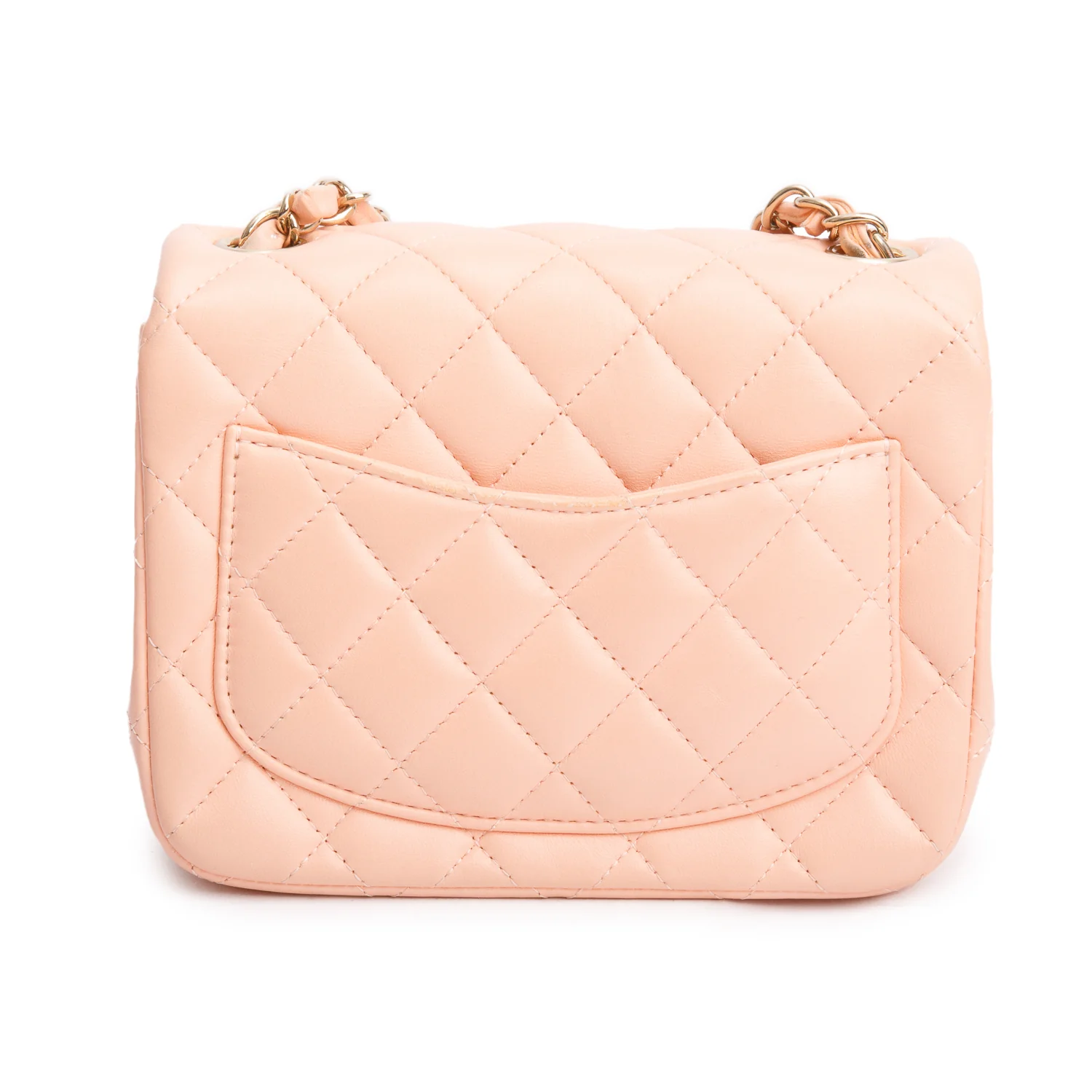 Chanel 2022 Peach Quilted Lambskin Leather Classic Square Mini Flap Bag w/Box & Receipt - Image 6